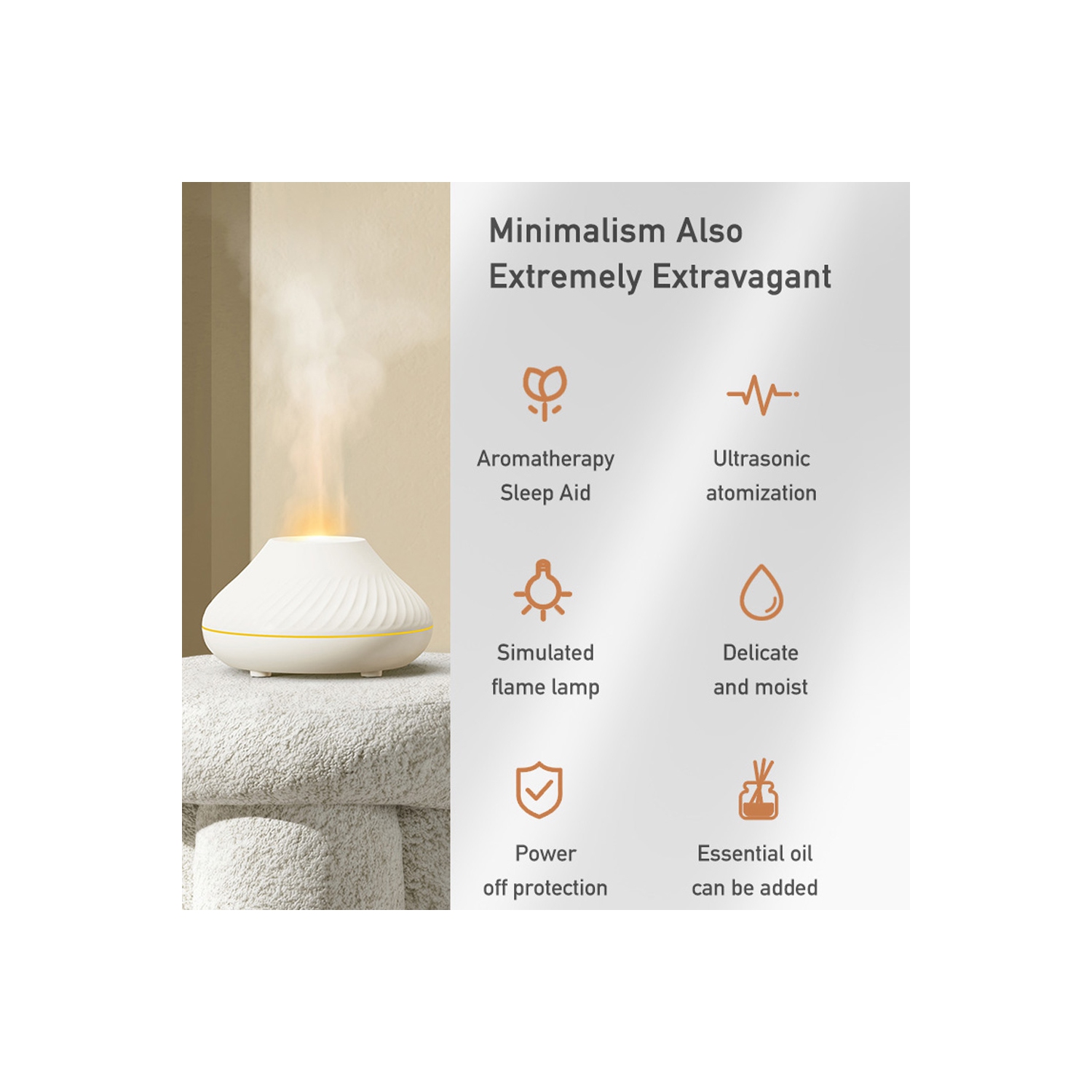 axGear Humidificateur à ultrasons Diffuseur d'arôme Veilleuse Portable Mise hors tension automatique - Blanc