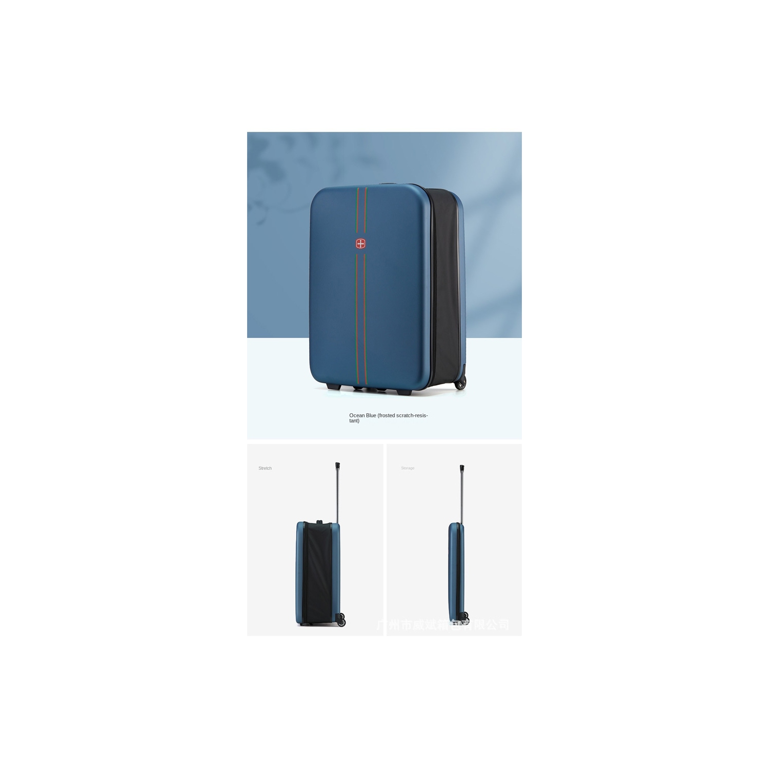 axGear Collapsible Compact Luggage 24 Inch Suitcase Travel Light Foldable Suitcase - Blue