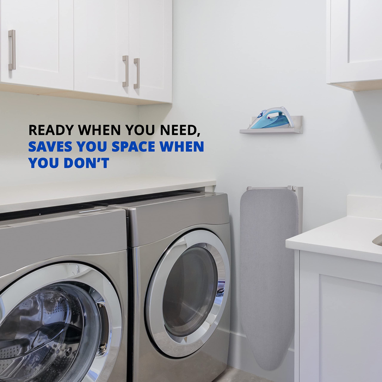 Ivation 36.2” x 12.2” Fold Down Ironing Board with Iron Holder and Ironing Board Cover, Gray