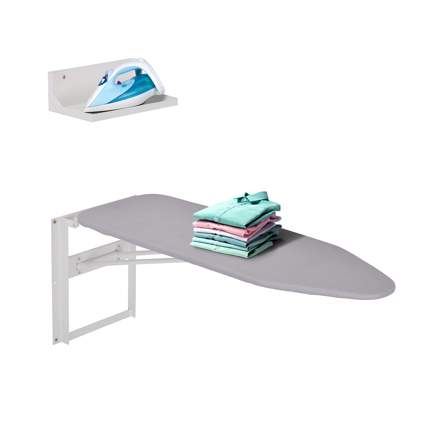 Ivation 36.2” x 12.2” Fold Down Ironing Board with Iron Holder and Ironing Board Cover, Gray