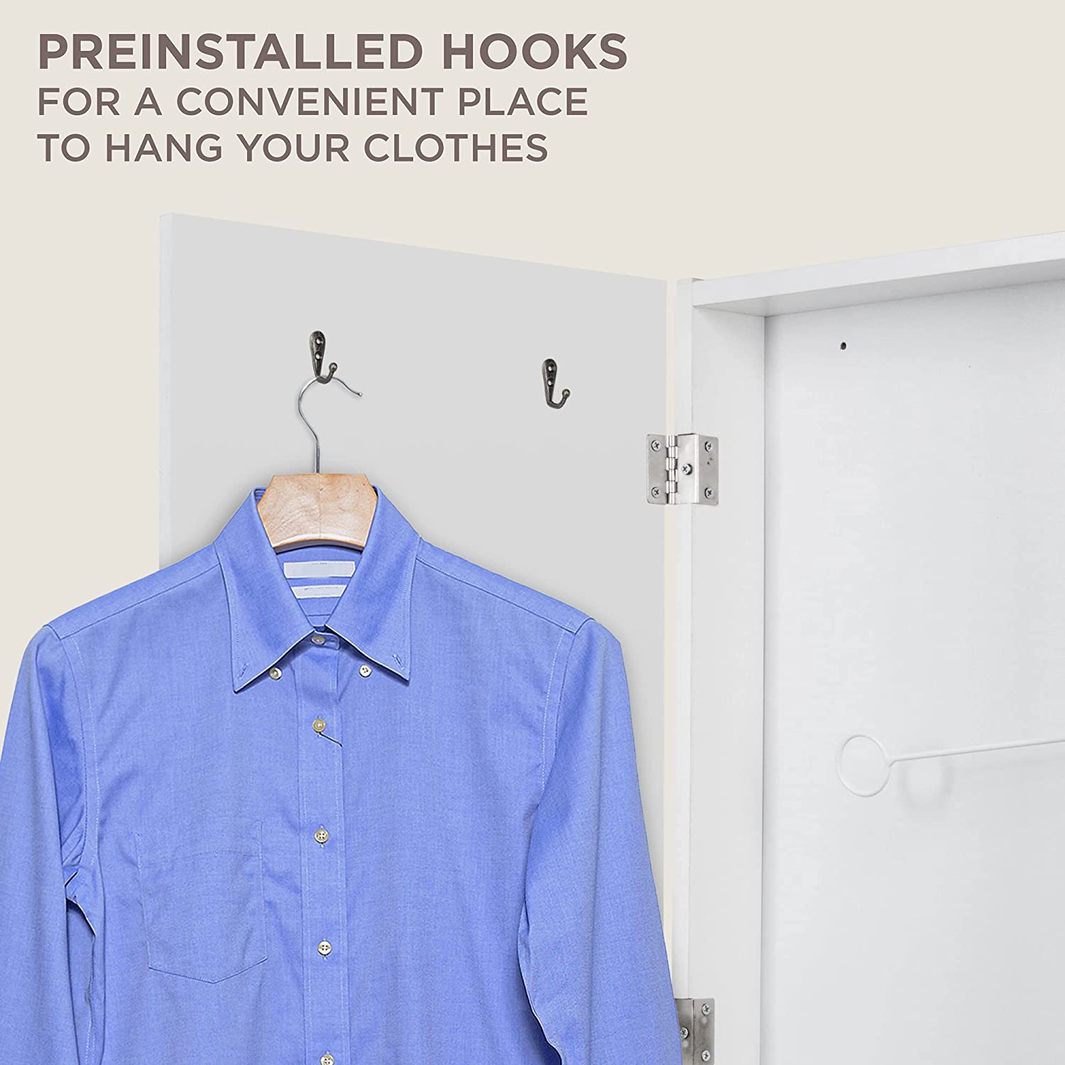 Ivation – planche à repasser murale pliante, fer à repasser avec porte d’armoire latérale gauche et crochets, blanc