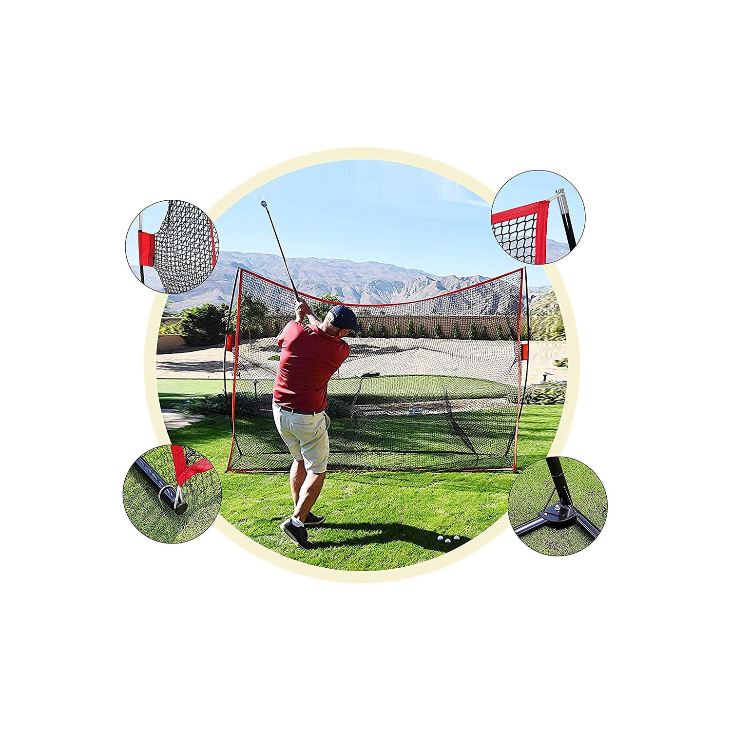 axGear Filet de pratique de golf portable intérieur/extérieur 10 pi x 7 pi filet d'entraînement de golf