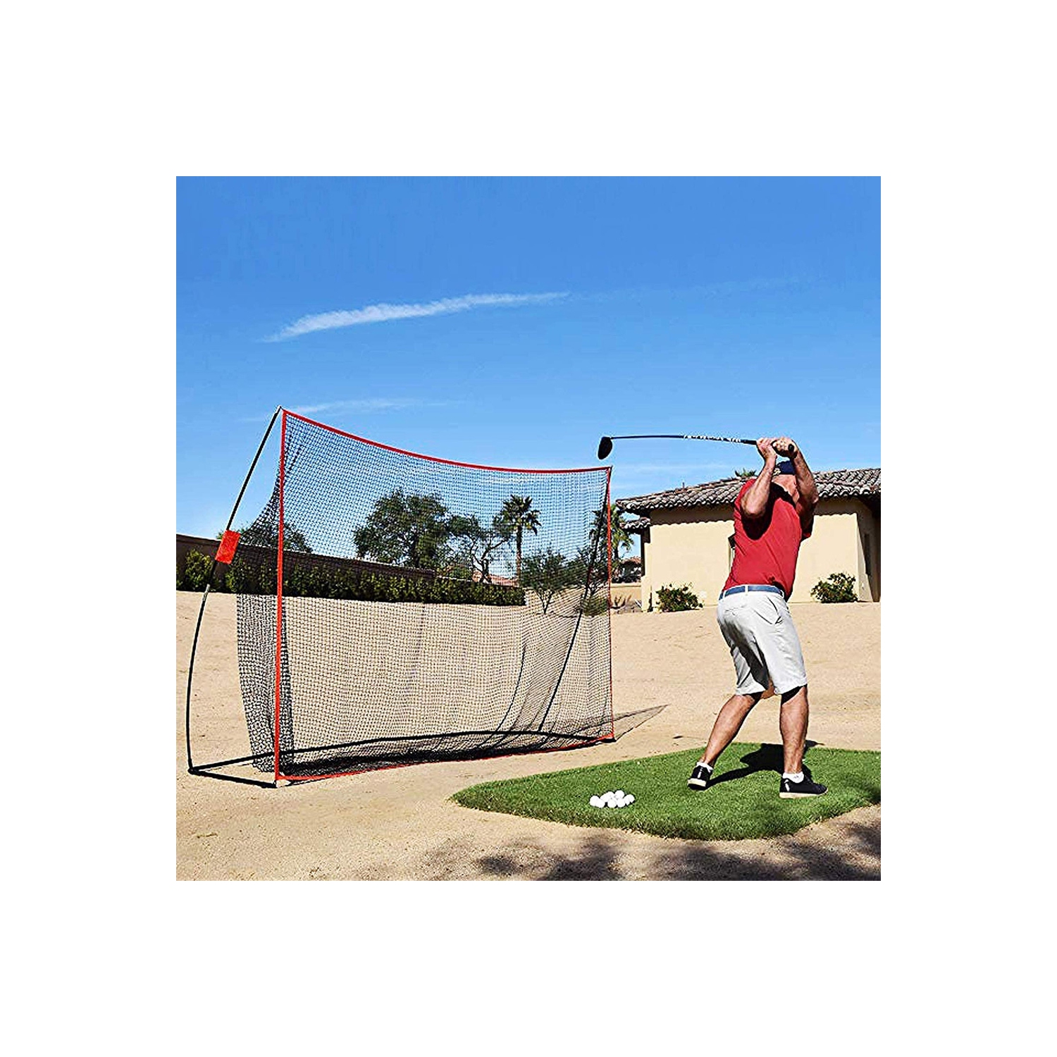 axGear Filet de pratique de golf portable intérieur/extérieur 10 pi x 7 pi filet d'entraînement de golf