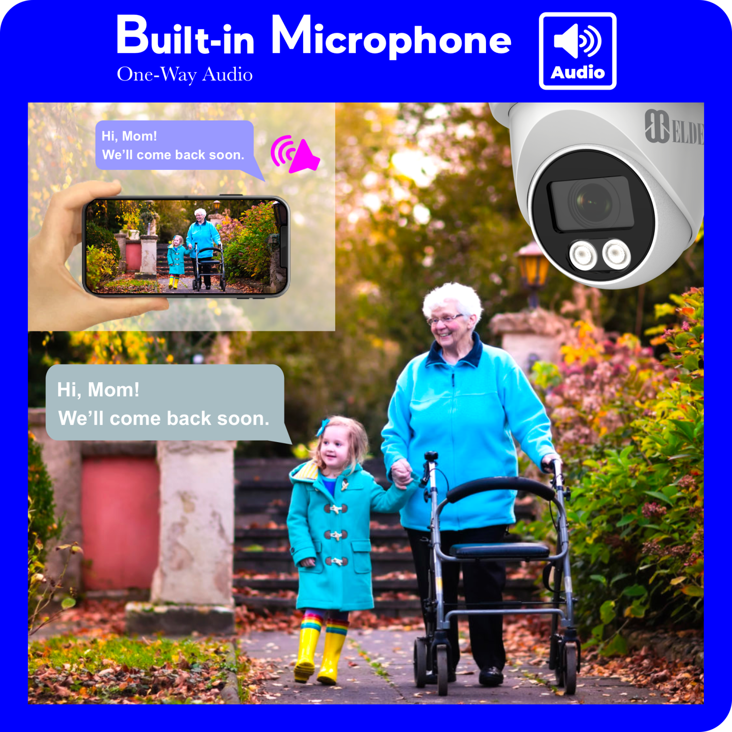 【Nouveau 2025】 Elder – Système de 6 caméras de surveillance résidentielle d'extérieur avec fil 4K, NVR 8 canaux 2 To, vision nocturne couleur et audio