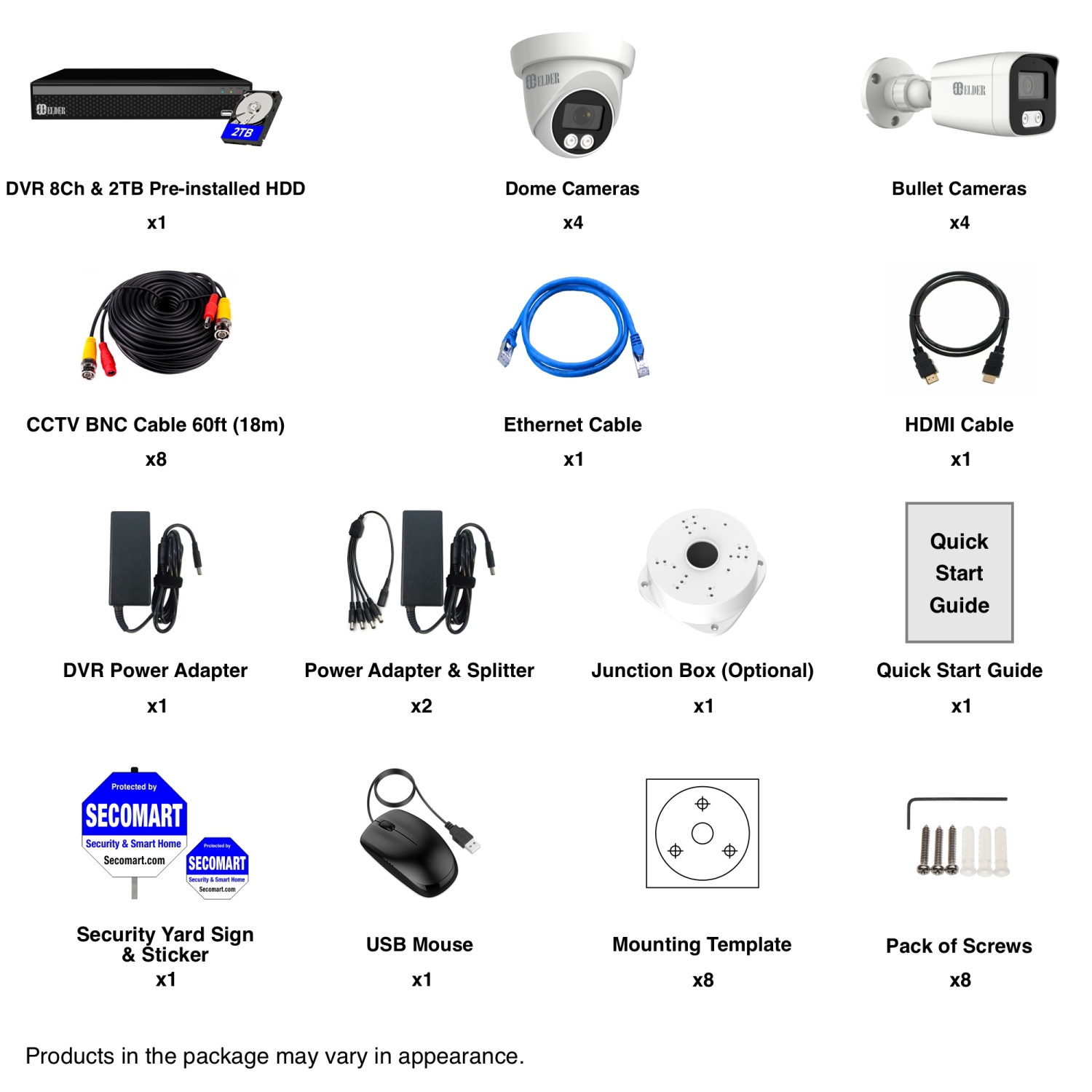 【2026 New】Elder 4K Security Camera System Spotlight, 8-Camera 8Ch DVR Surveillance Kit Outdoor DIY Wired 2TB Audio Color Night Vision, Home Security