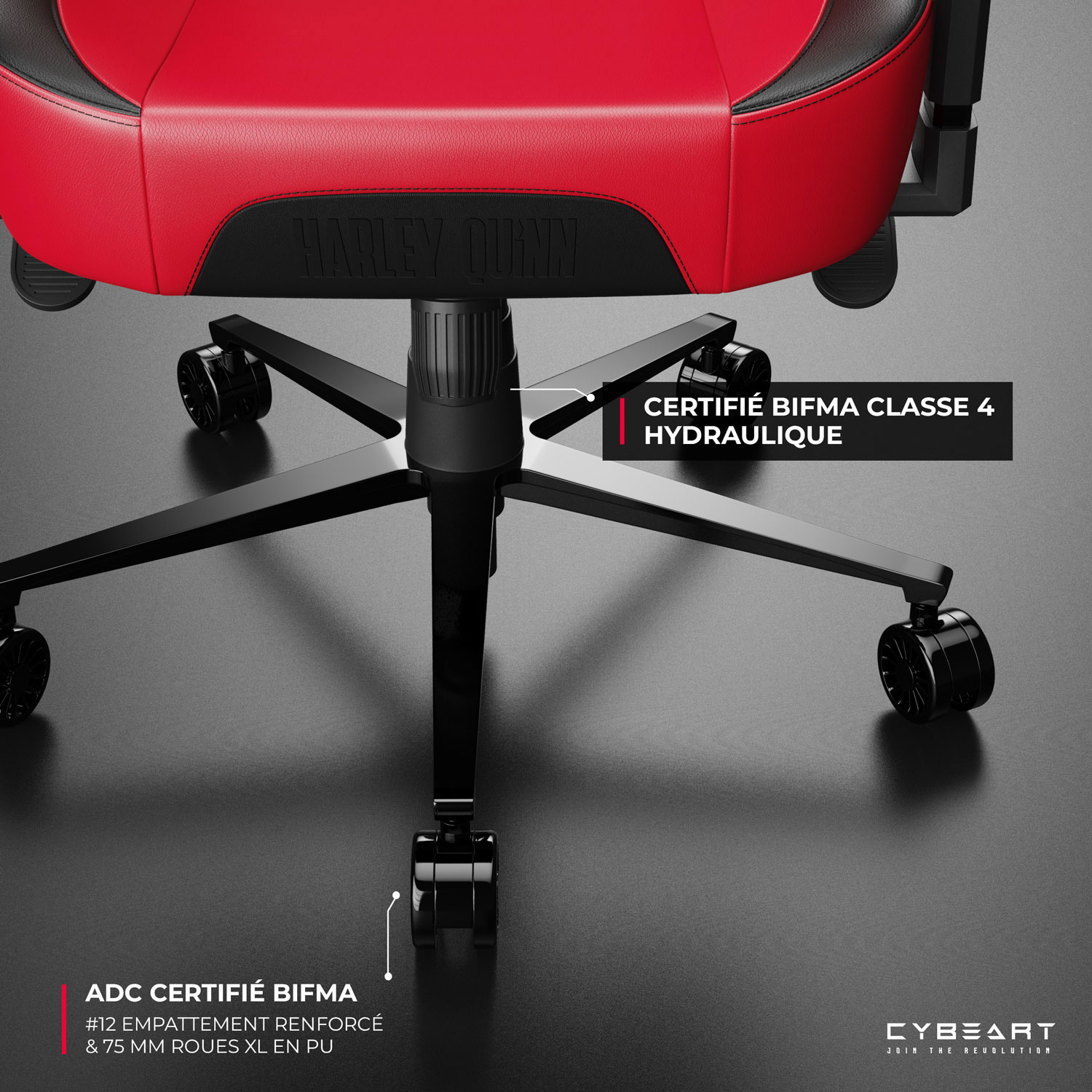 Cybeart Fauteuil de jeu ergonomique en similicuir Harley Quinn Edition - Rouge/Noir