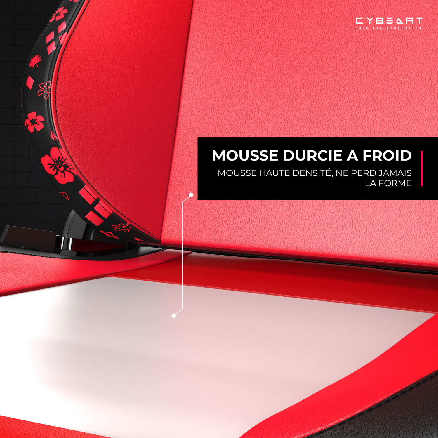 Cybeart Fauteuil de jeu ergonomique en similicuir Harley Quinn Edition - Rouge/Noir