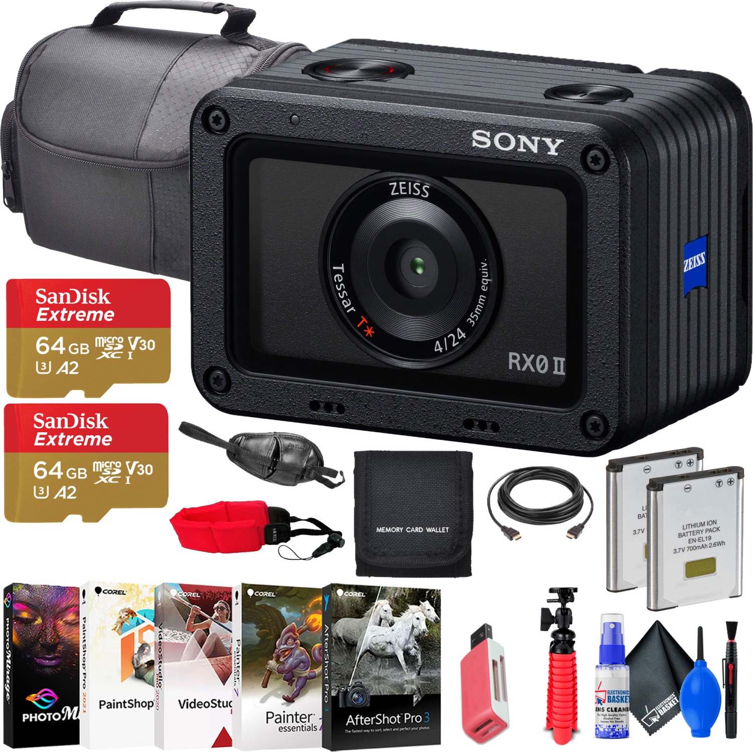 Refurbished (Good) - Sony RX0 Ultra-Compact Waterproof/Shockproof Camera + 2 x 64GB Card + More