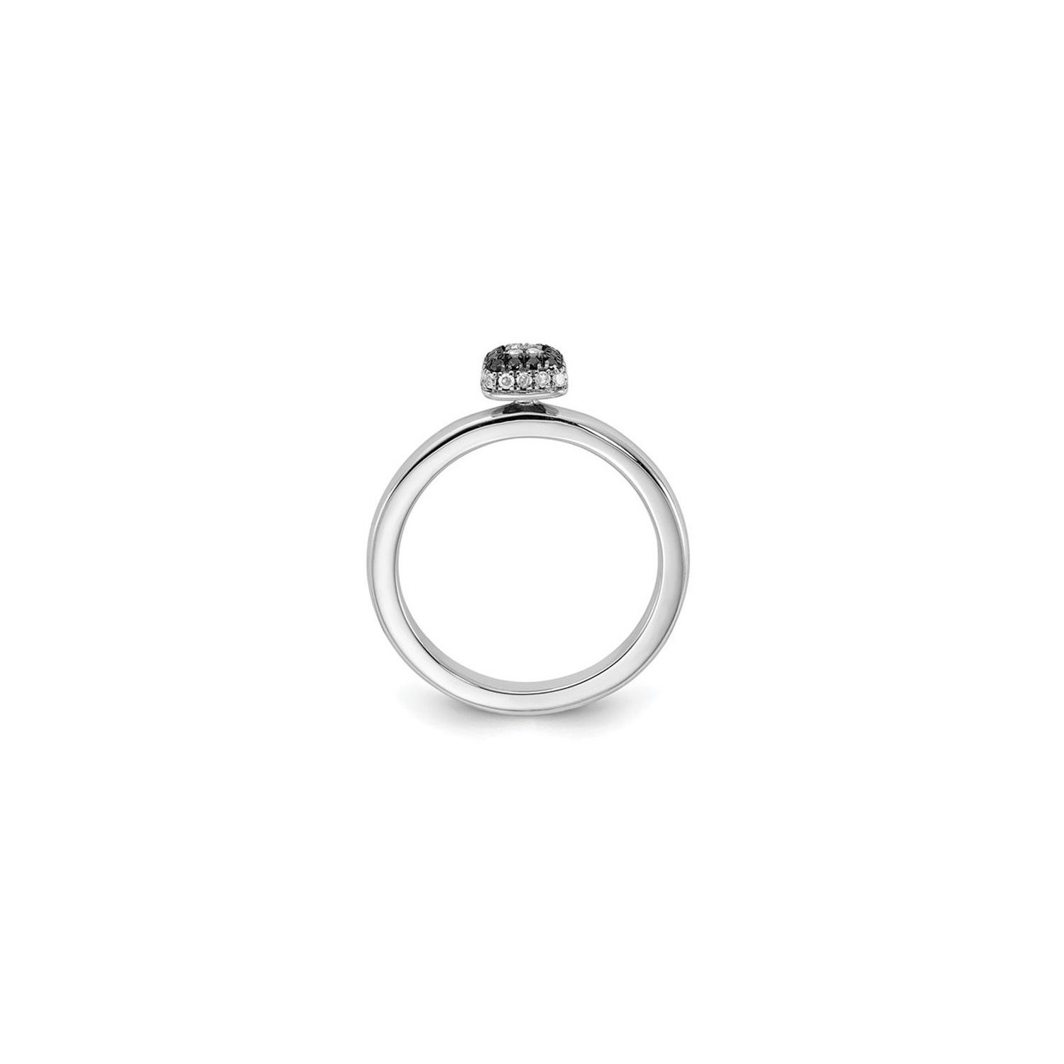 1/6 carat Anneau de diamant noir et blanc en argent sterling