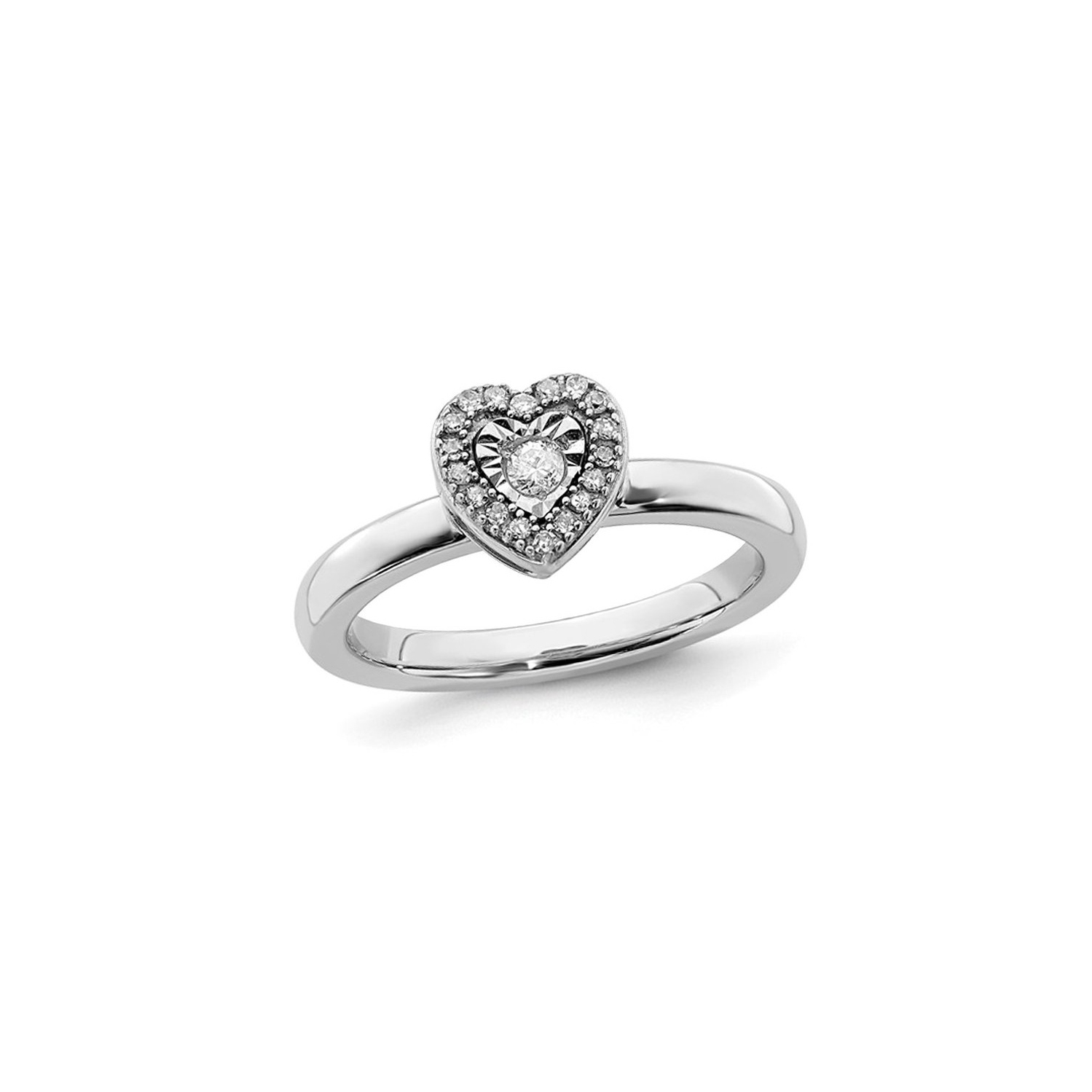 Sterling Silver Heart Promise Ring with Diamond Accent