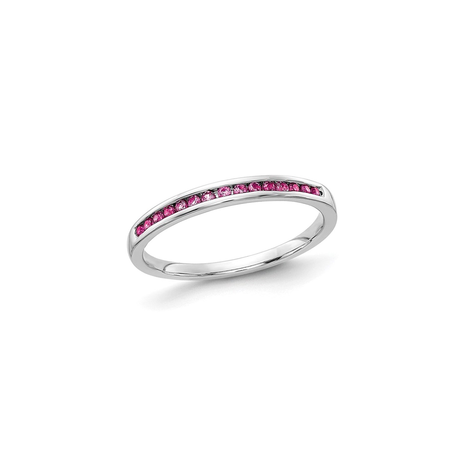 1/7 Carat Pink Sapphire Wedding Band Ring in 14K White Gold