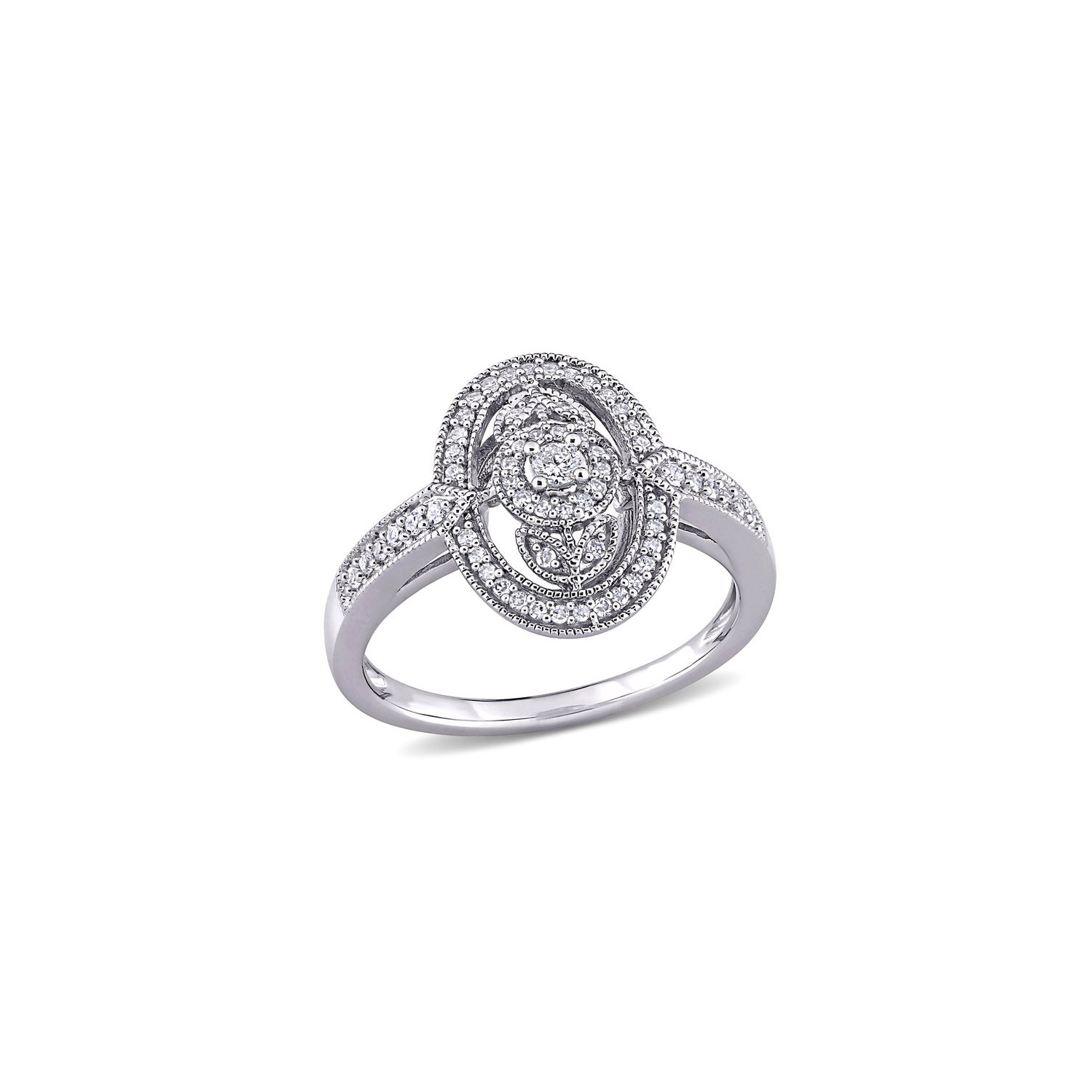 1/4 carat diamant rogne de halo ovale en argent sterling