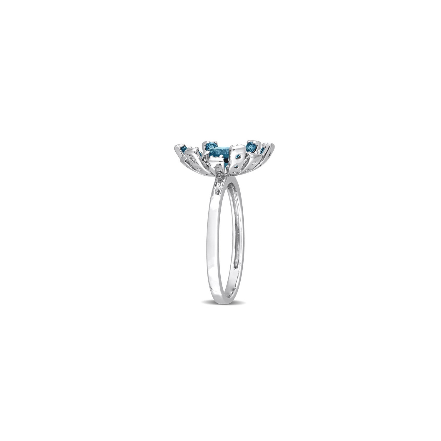 1.74 CARAT London Blue Topaz Bague en argent sterling avec topaze blanche