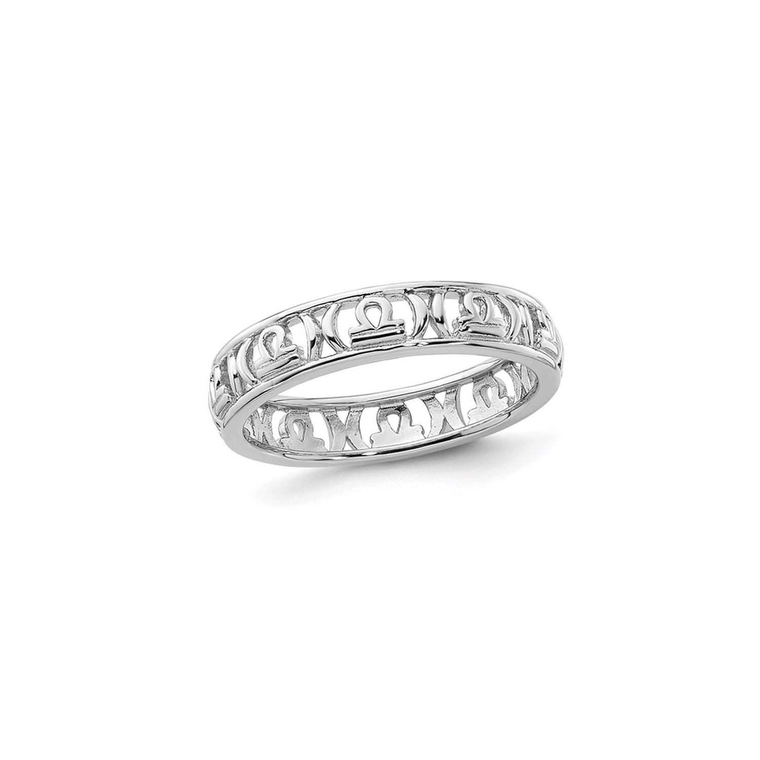 Band d'astrologie Sterling Silver Balance Zodiac