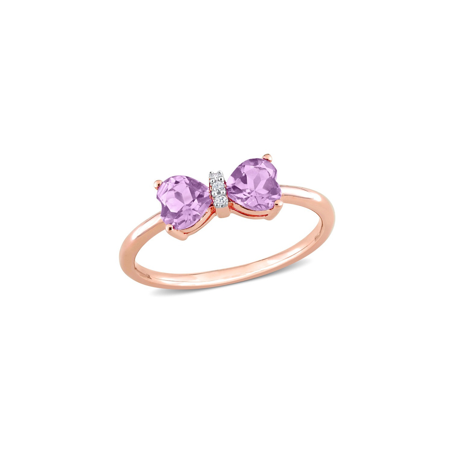 4/5 Carat Amethyst Heart Bow Ring in 10K Yellow Gold