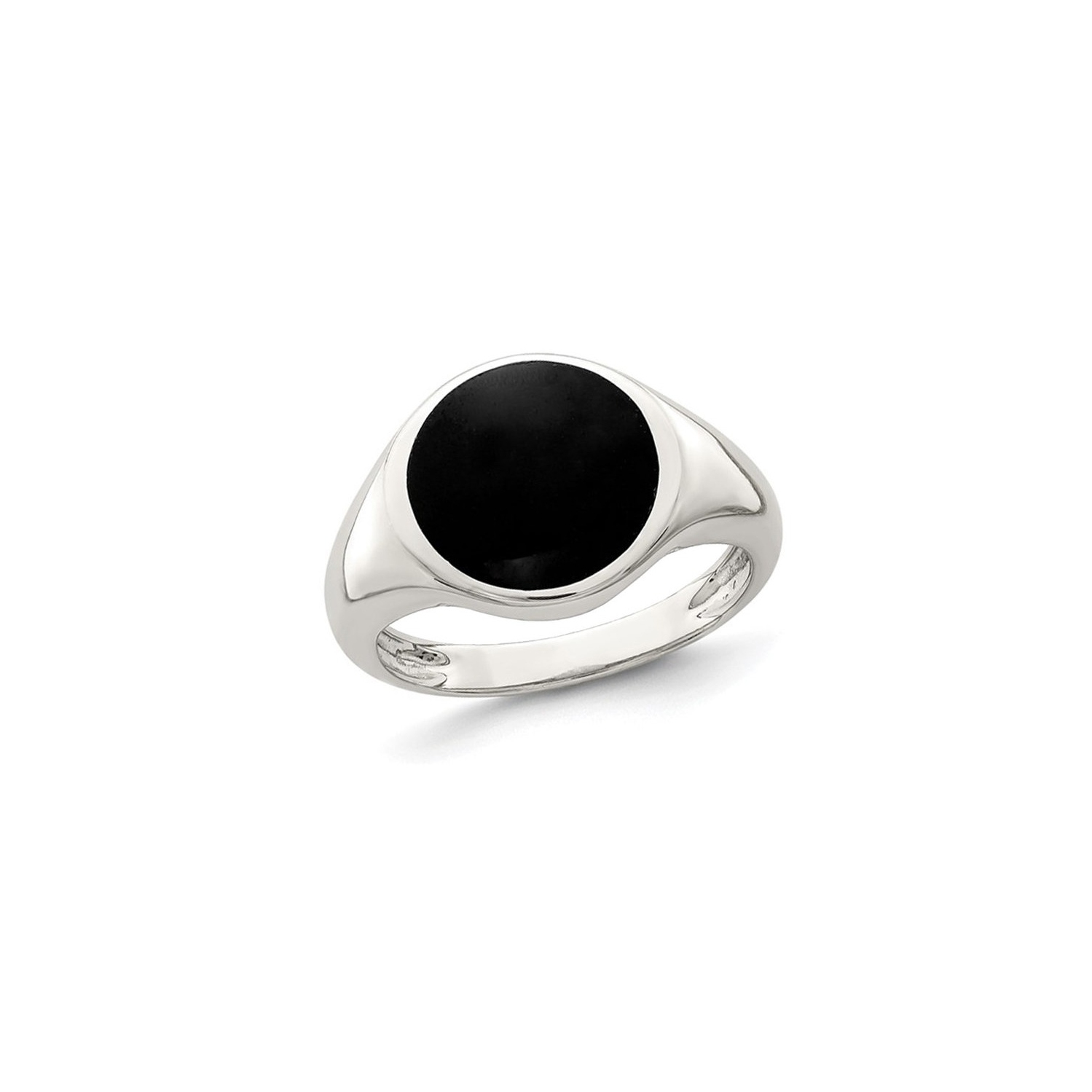 1.80 Carat Black Onyx Inlay Ring in Sterling Silver