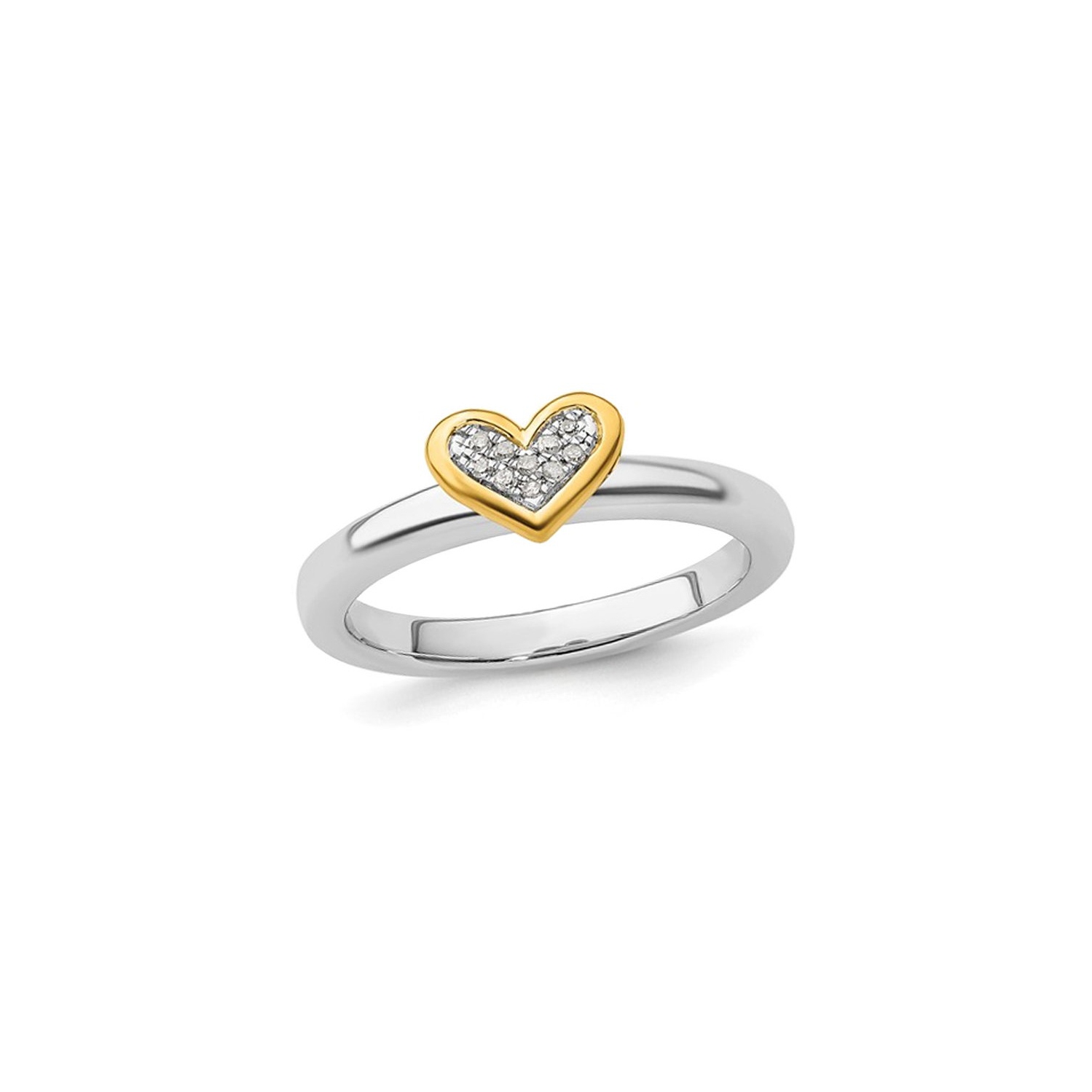 Anneau de promesse cardiaque en argent sterling avec accents de diamant