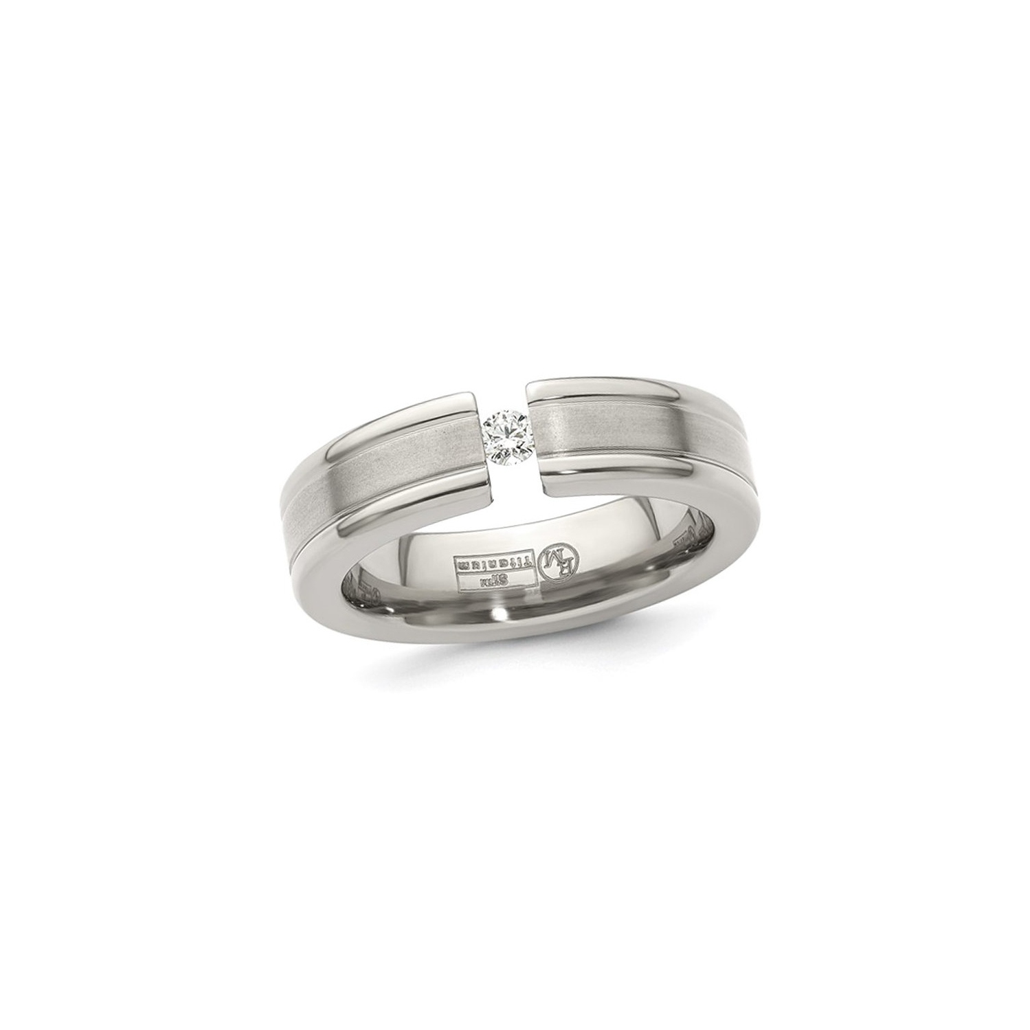 Mens 1/10 Carat Diamond Titanium 6mm Band Ring