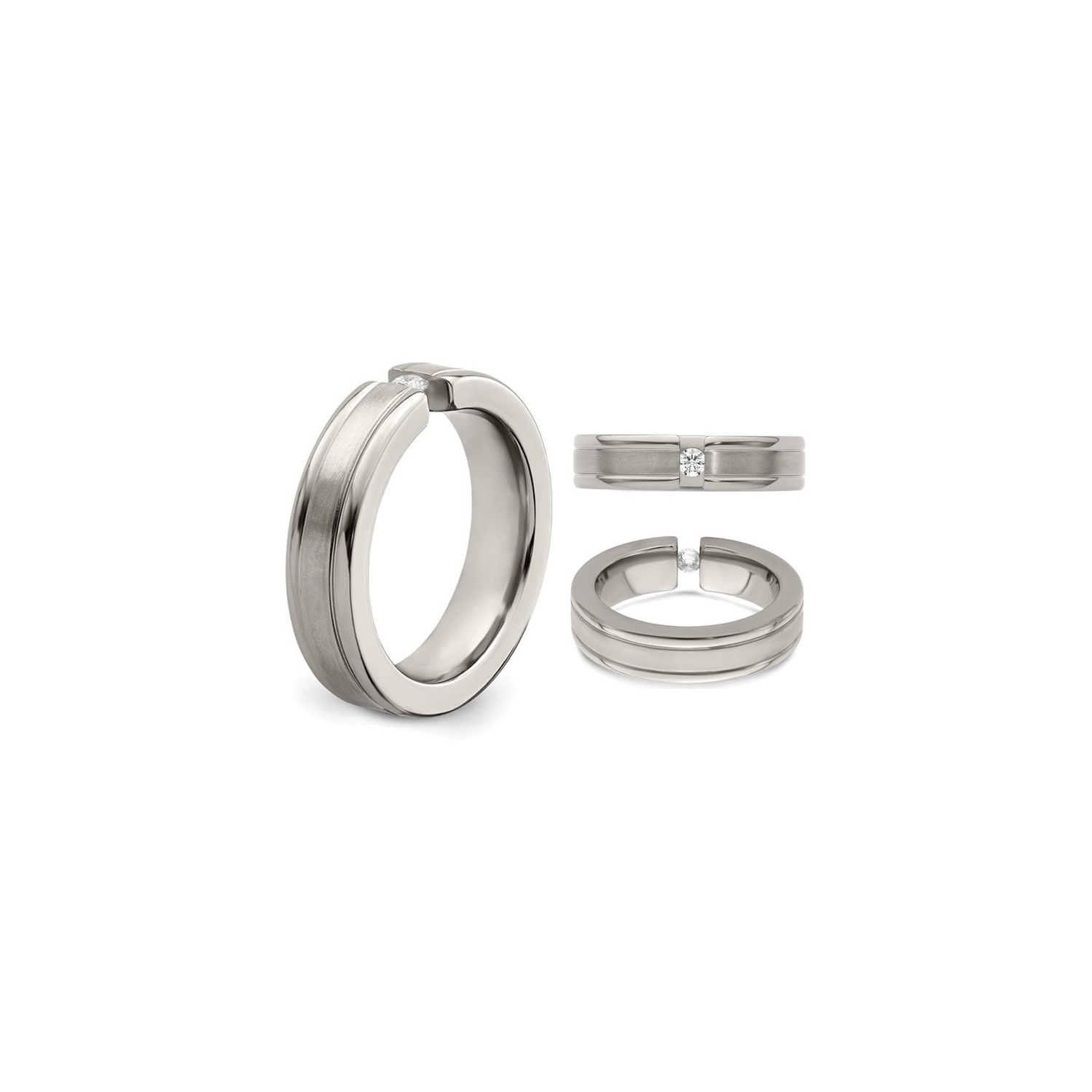 Mens 1/10 Carat Diamond Titanium 6mm Band Ring