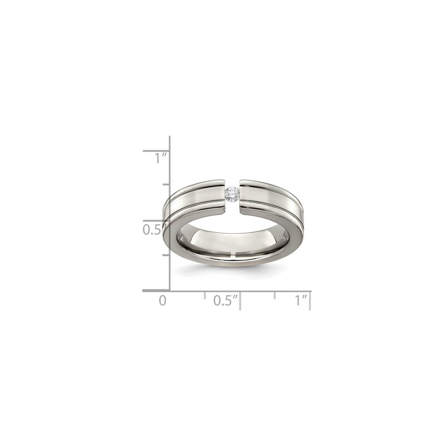Mens 1/10 Carat Diamond Titanium 6mm Band Ring
