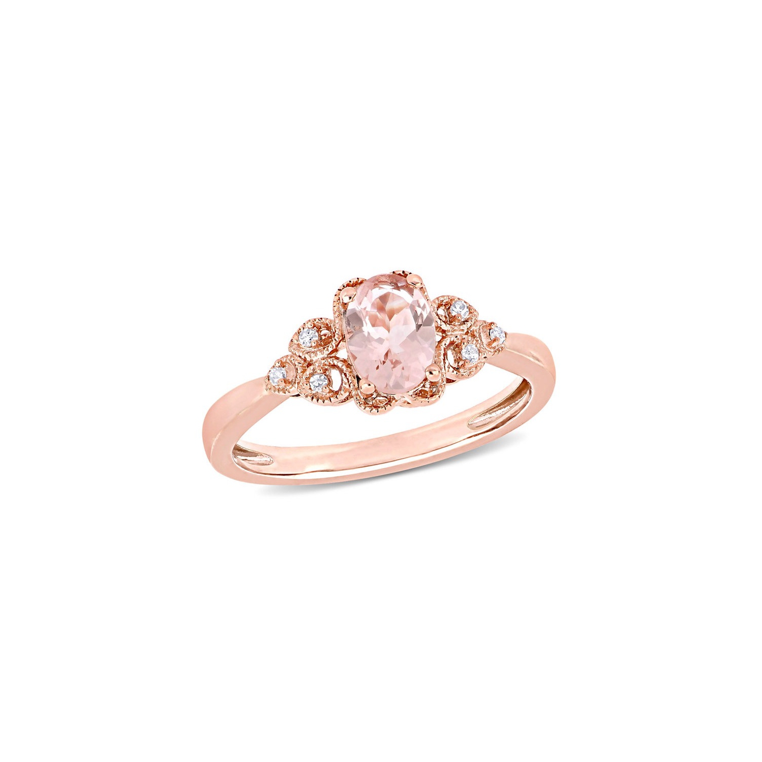 Bague en filigrane en morganite 3/4 carat en or rose 10 ct avec diamants