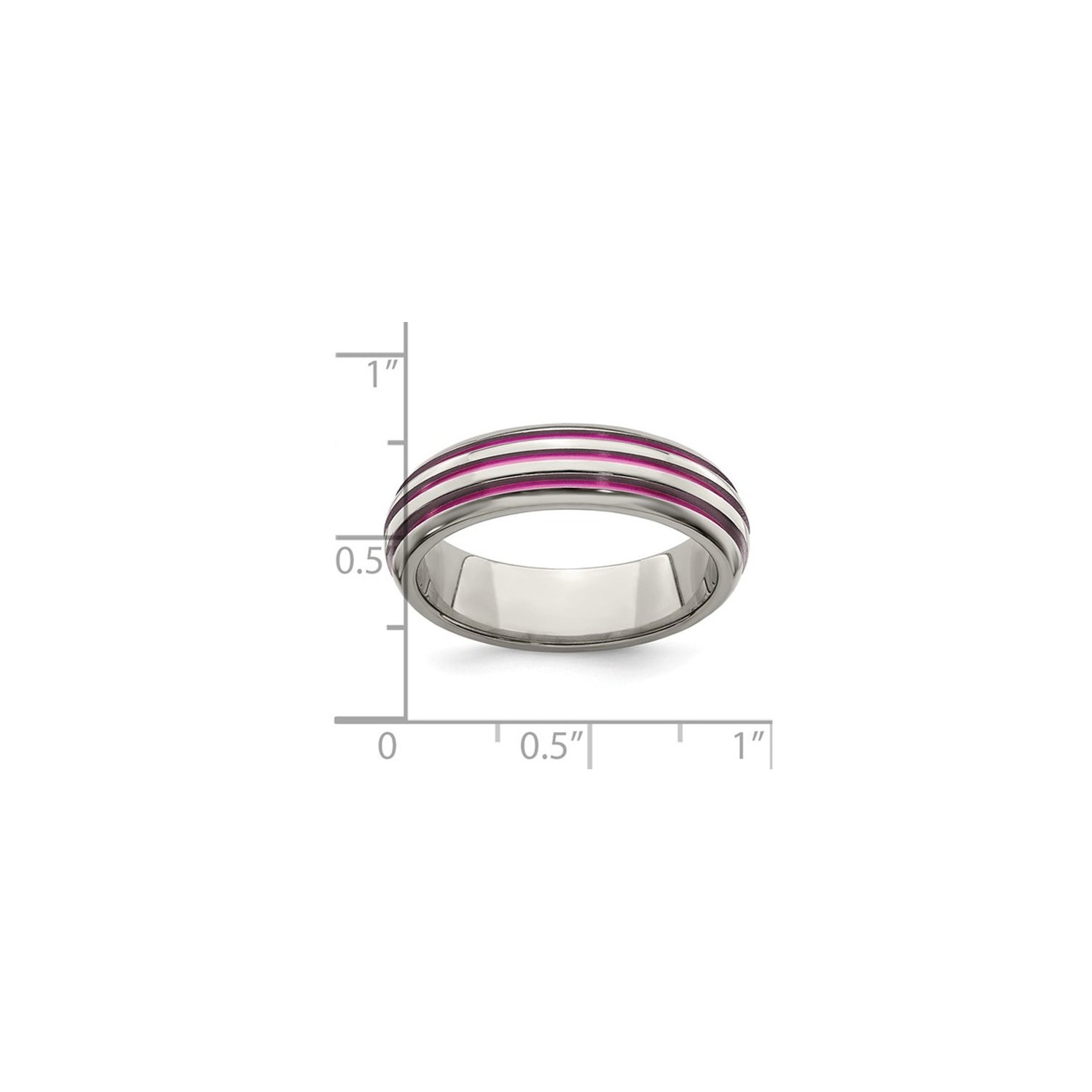 Ladies or Mens Titanium Pink Anodized Triple Grooved Band Ring
