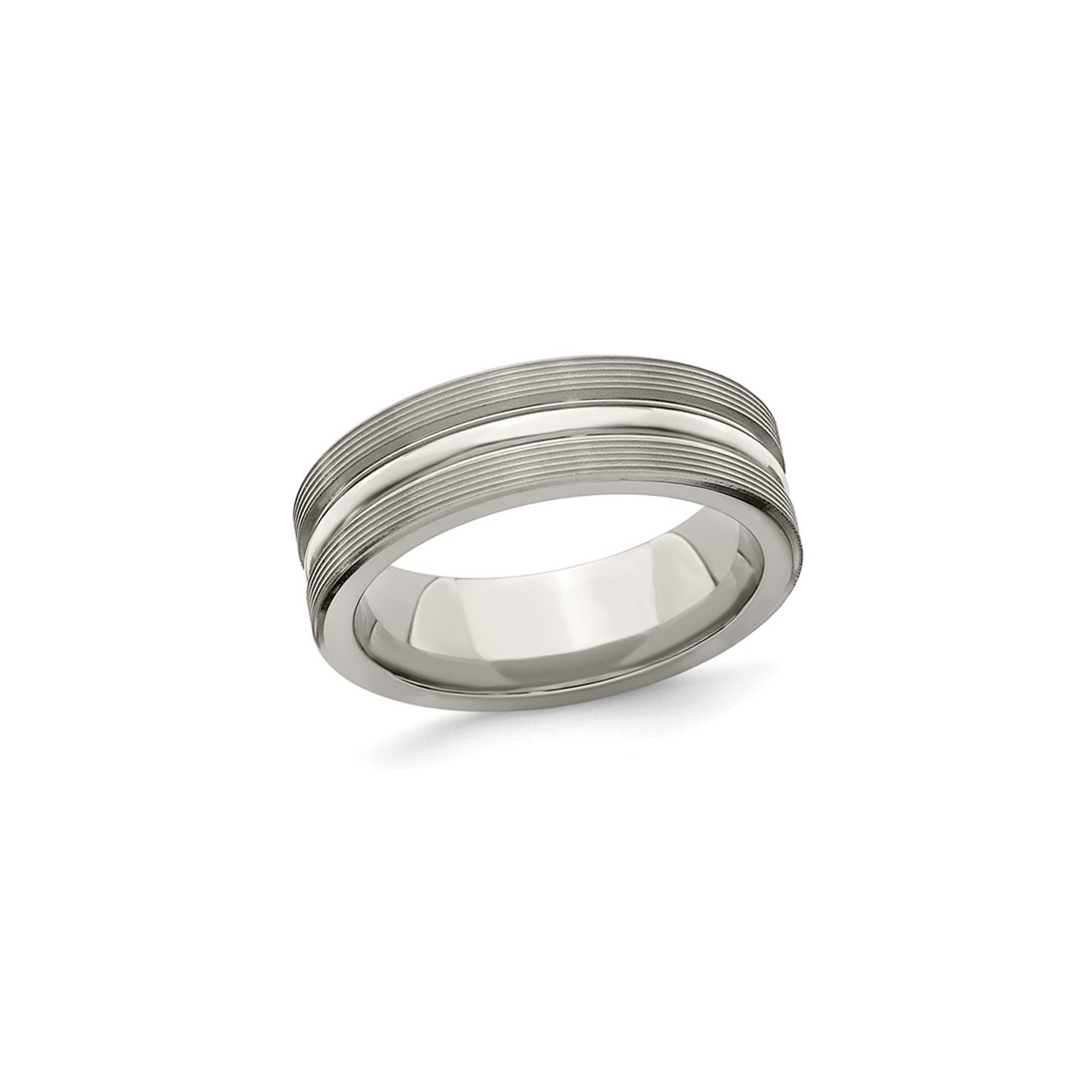 Anneau de bande de groove bross?? en titane pour hommes
