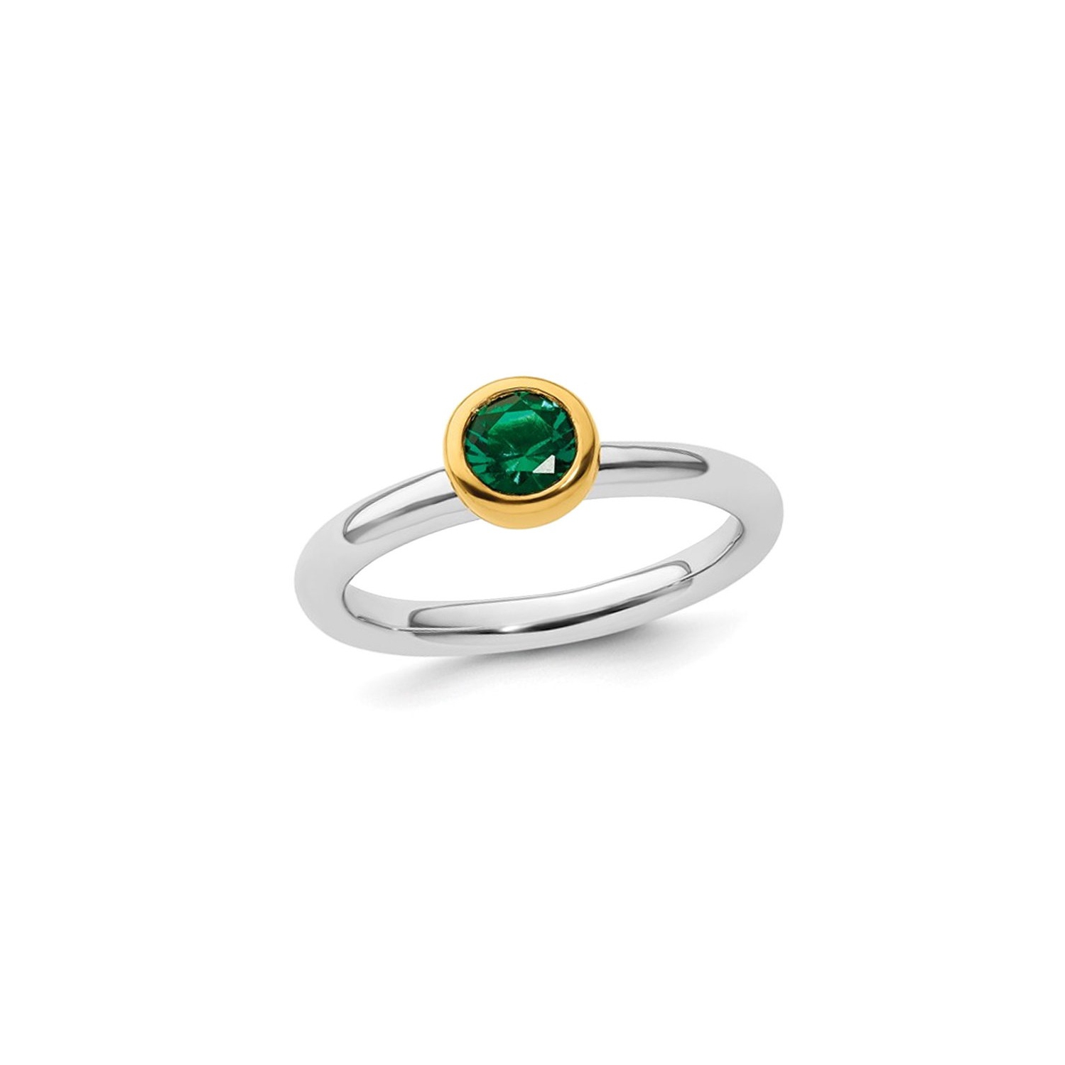 1/2 Carat Lab-Created Emerald Ring in Sterling Silver