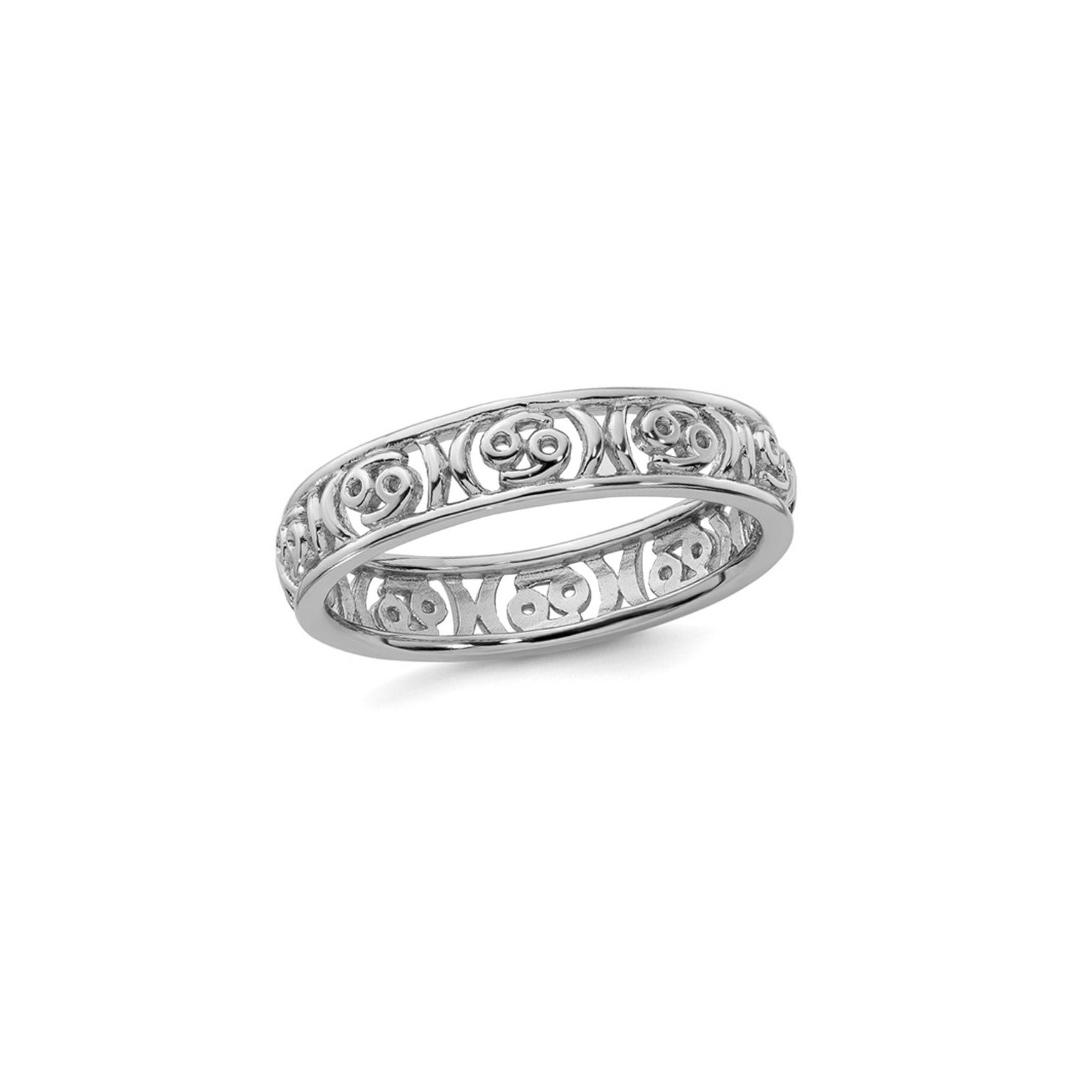 Band d'astrologie du cancer de Sterling Silver Cancer