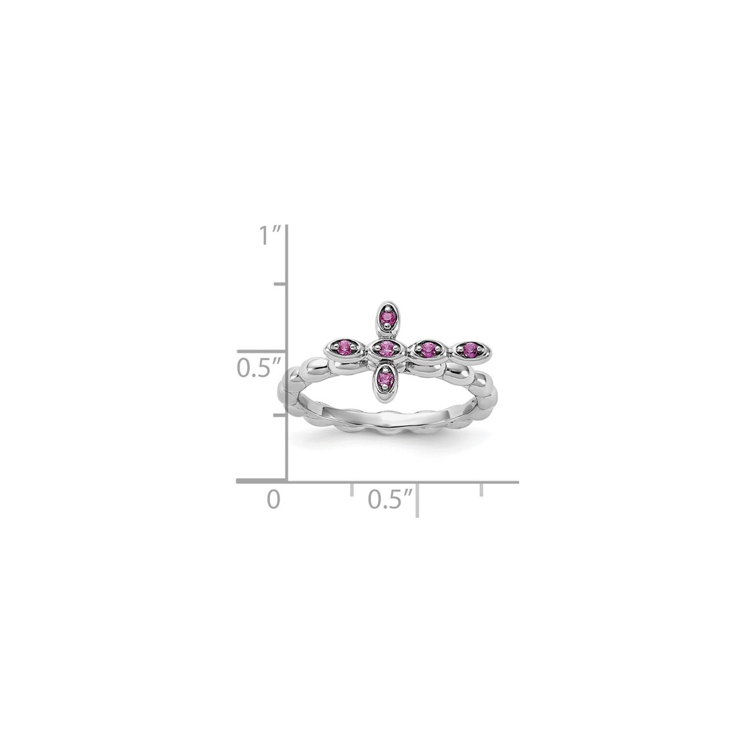 1/8 Carat Lab-Created Ruby Cross Ring in Sterling Silver