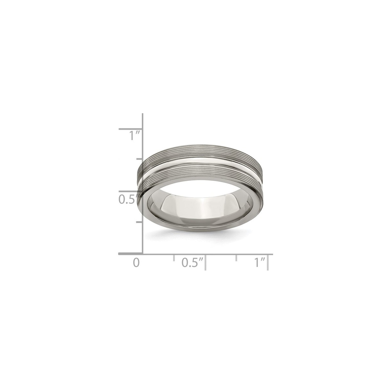 Mens Titanium Brushed Groove Band Ring