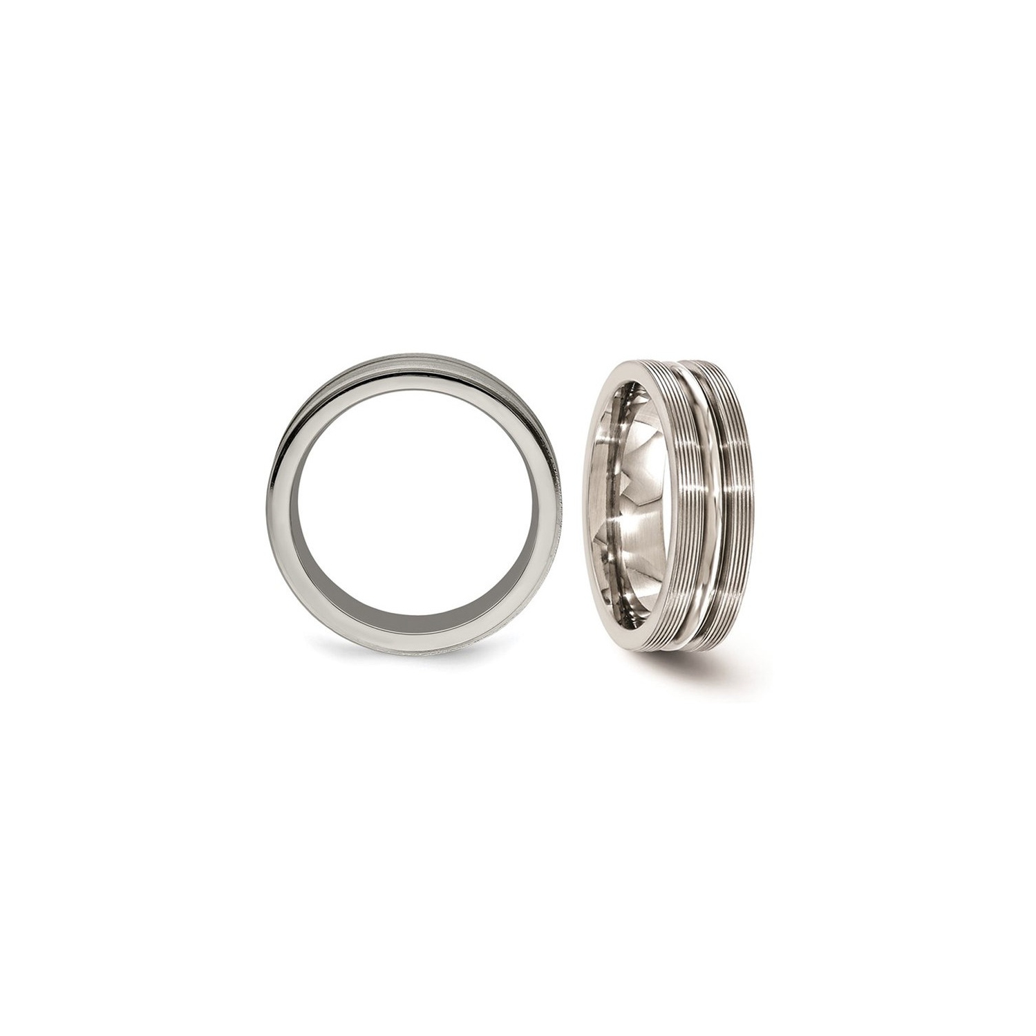 Mens Titanium Brushed Groove Band Ring