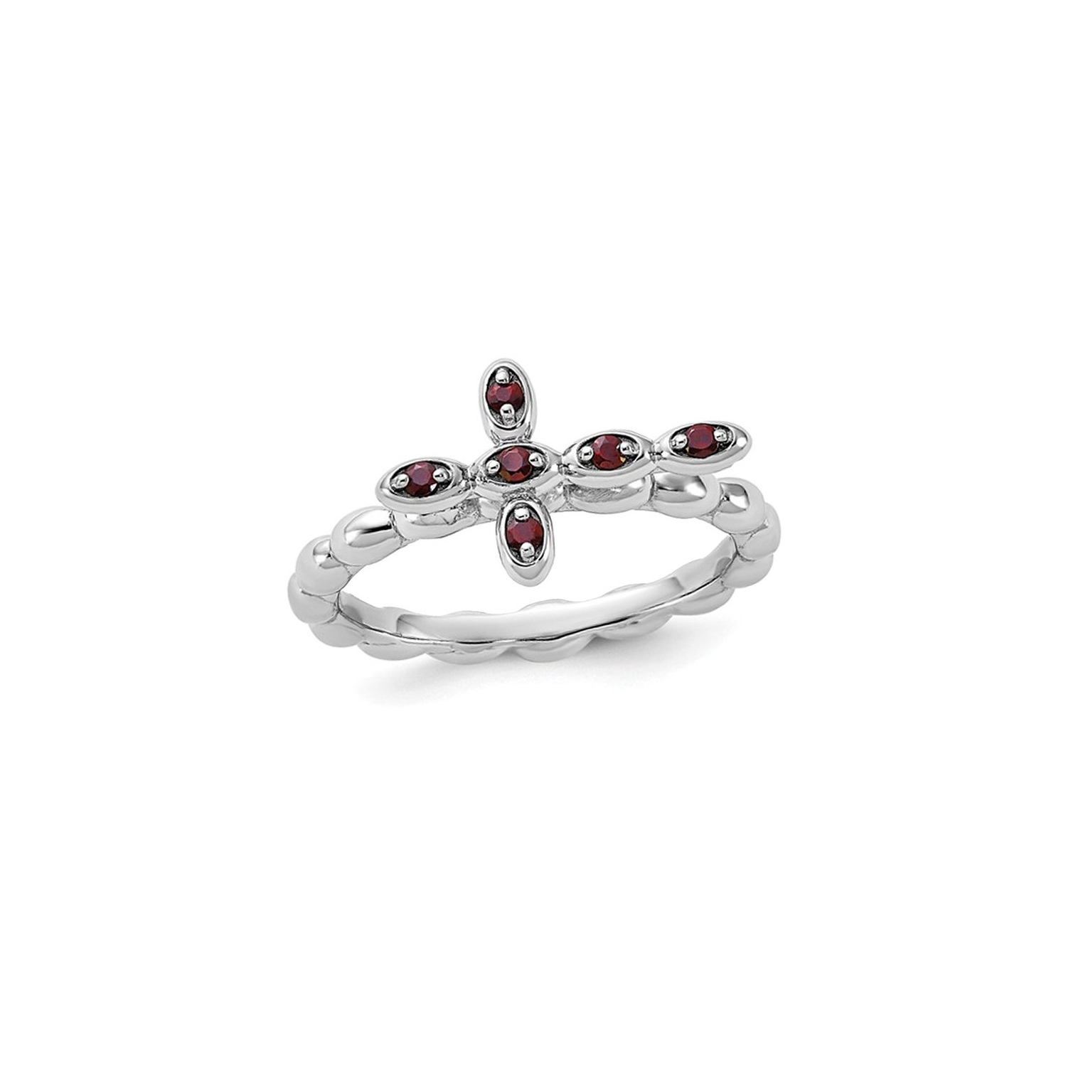 1/8 carat Garnet Cross Ring en argent sterling