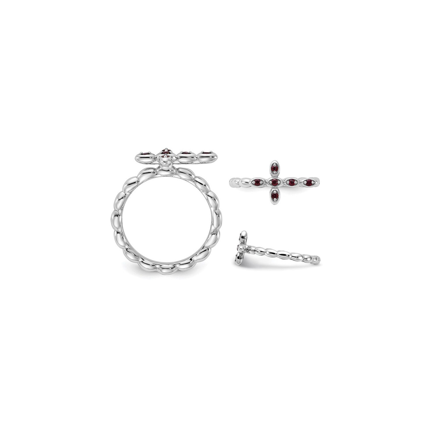 1/8 carat Garnet Cross Ring en argent sterling