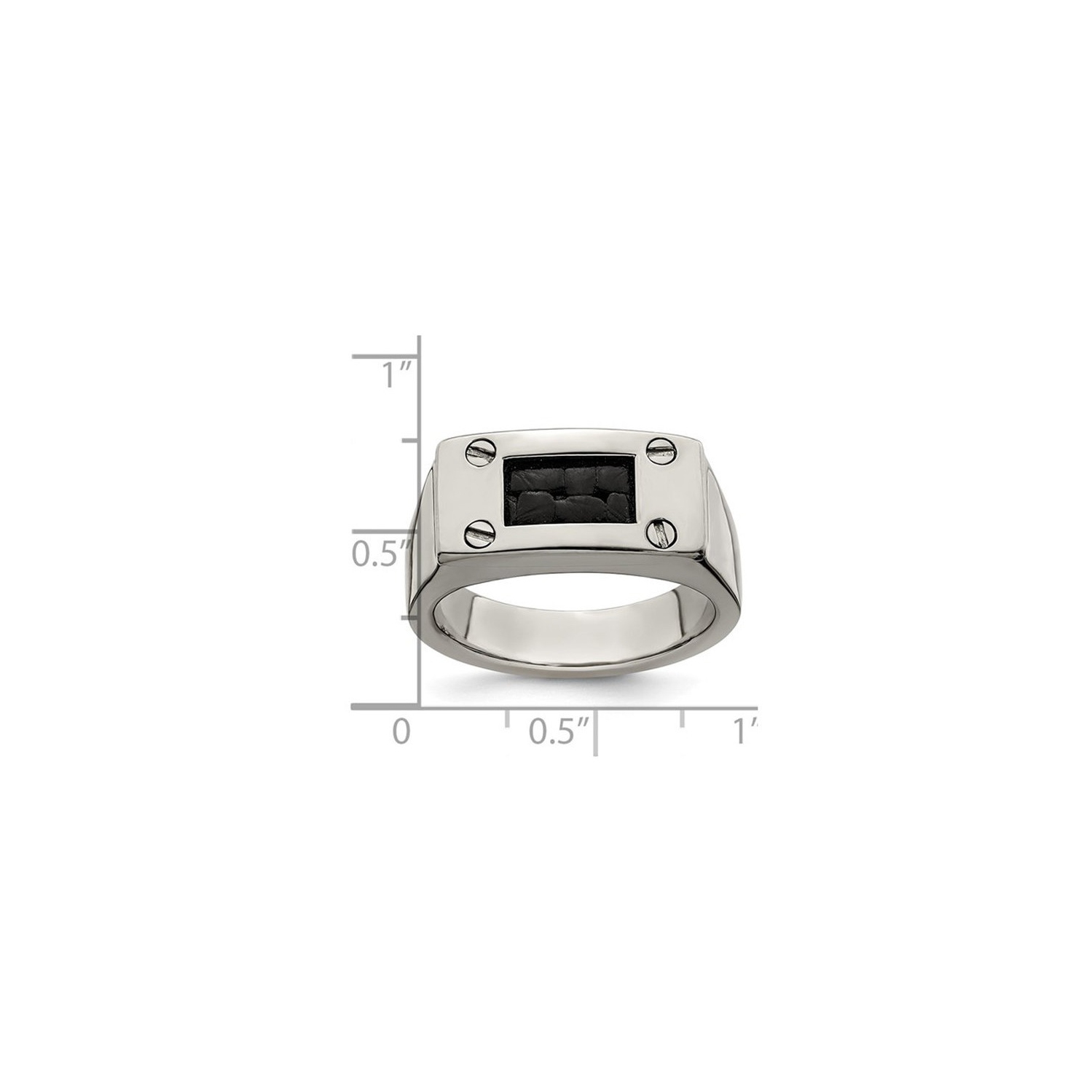 Mens Titanium Ring with Black Leather Insert