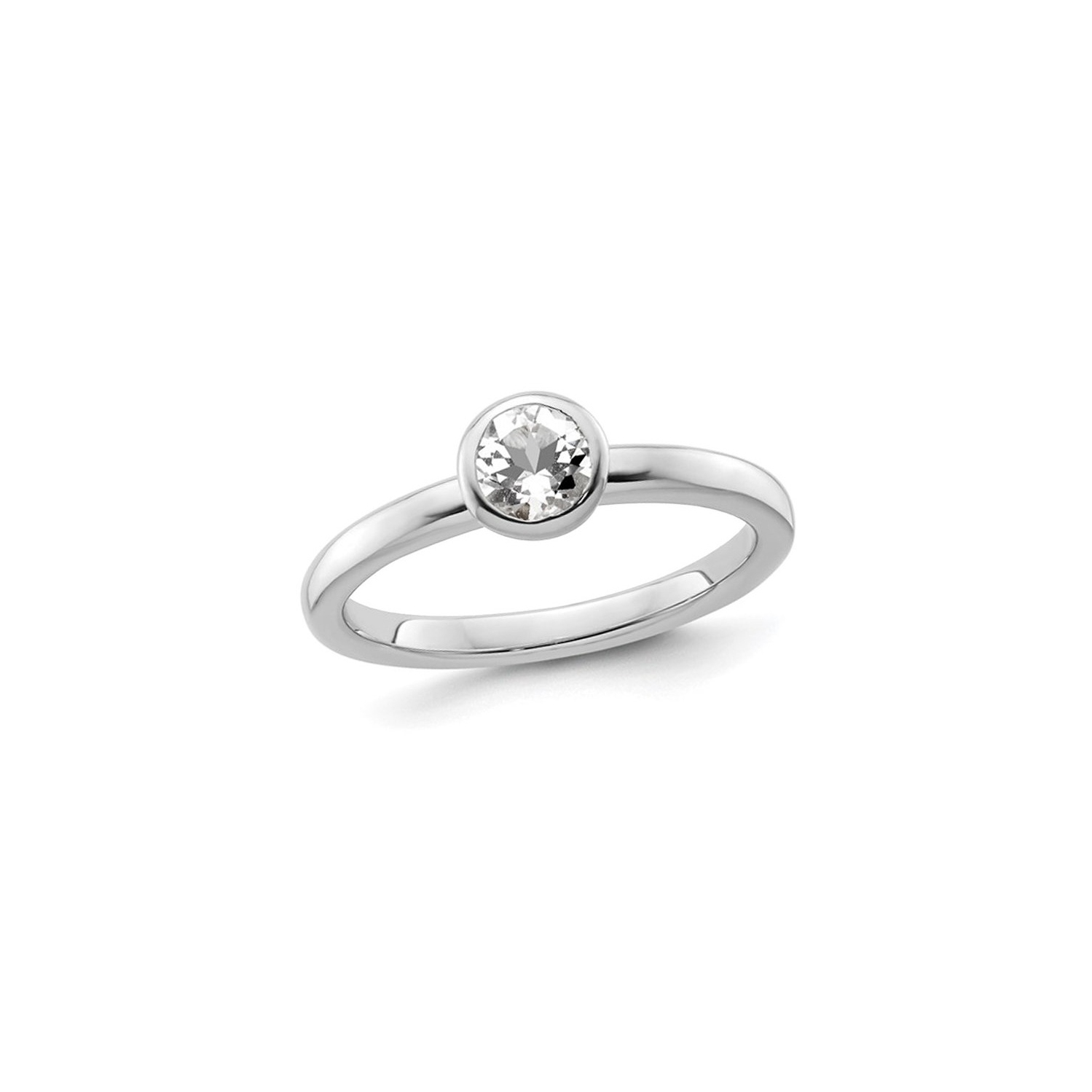 3/5 Carat White Topaz Solitaire Ring in Sterling Silver