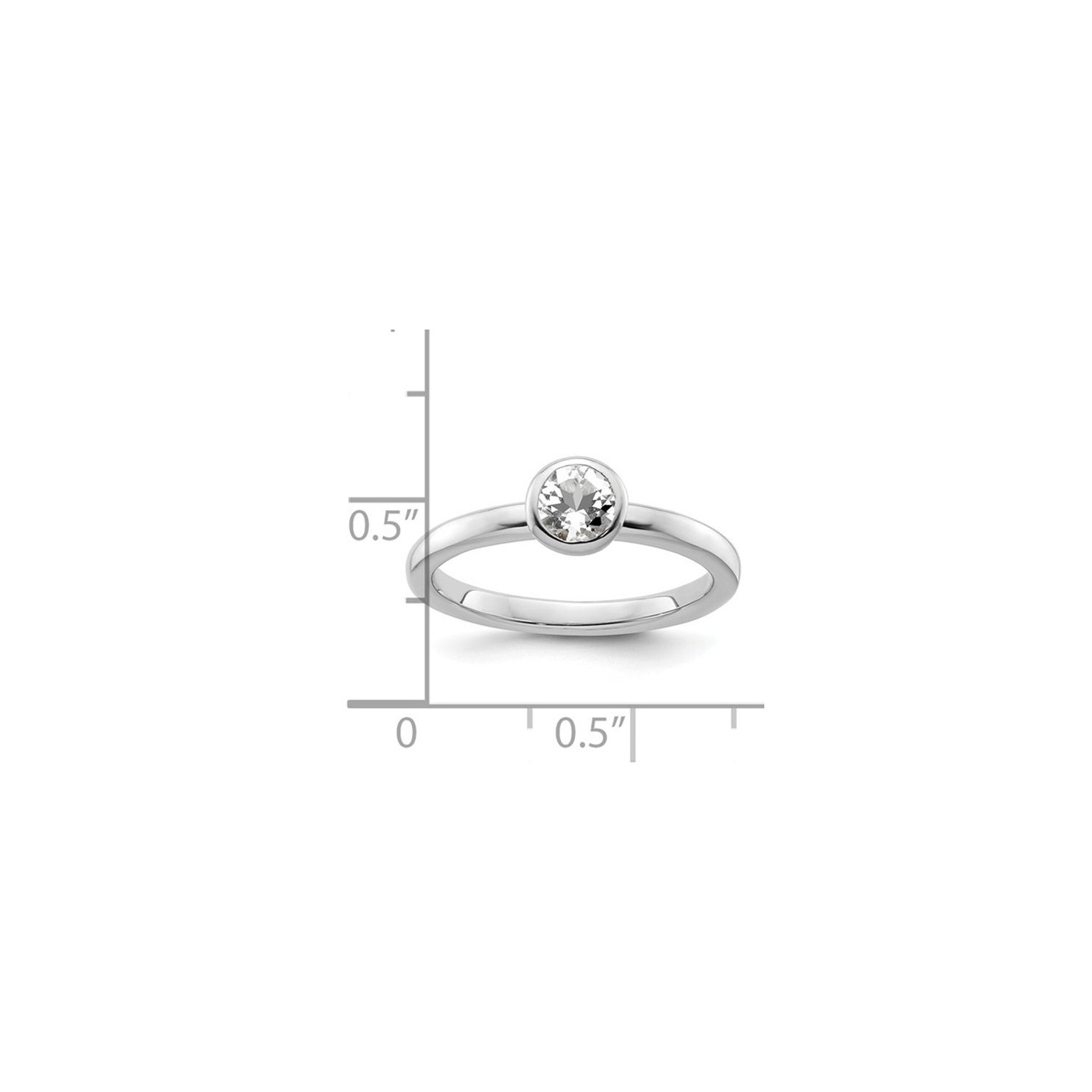 3/5 Carat White Topaz Solitaire Ring in Sterling Silver