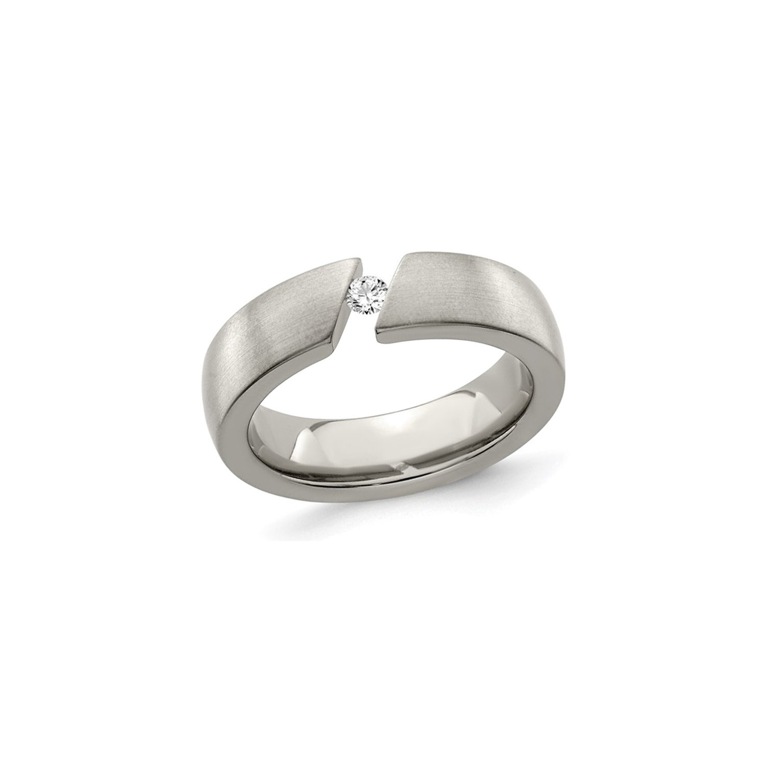 Mens 1/10 Carat Diamond Titanium 6mm Brushed Band Ring