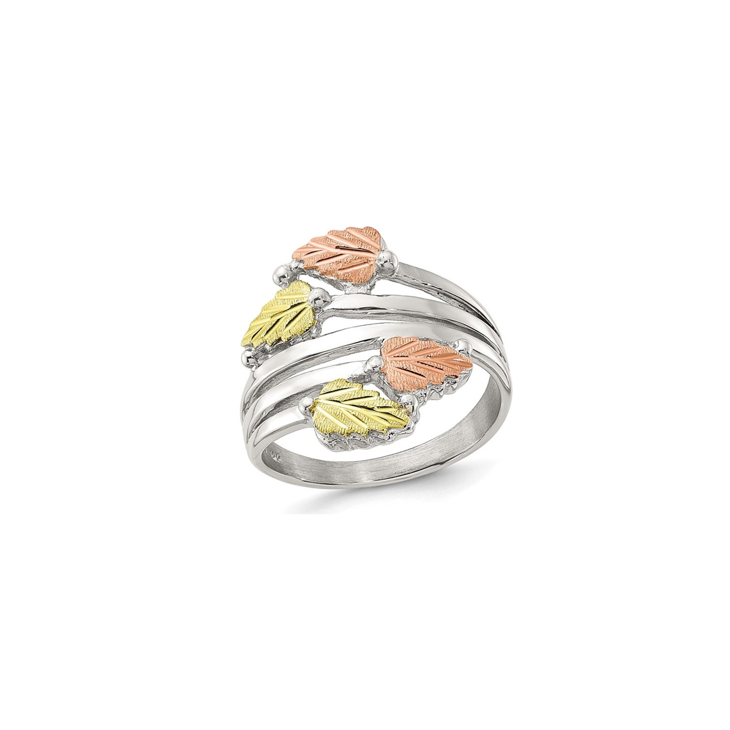 Sterling Silver Black Hills Leaves Bypass Ring