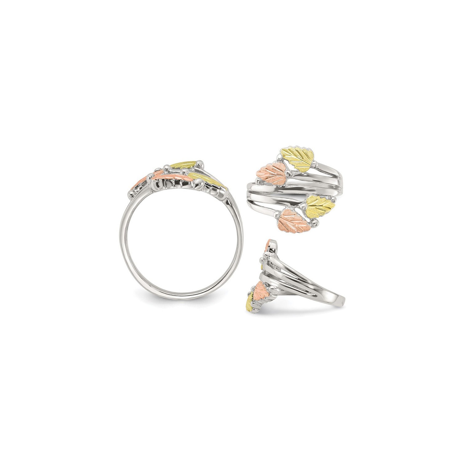 Sterling Silver Black Hills Leaves Bypass Ring