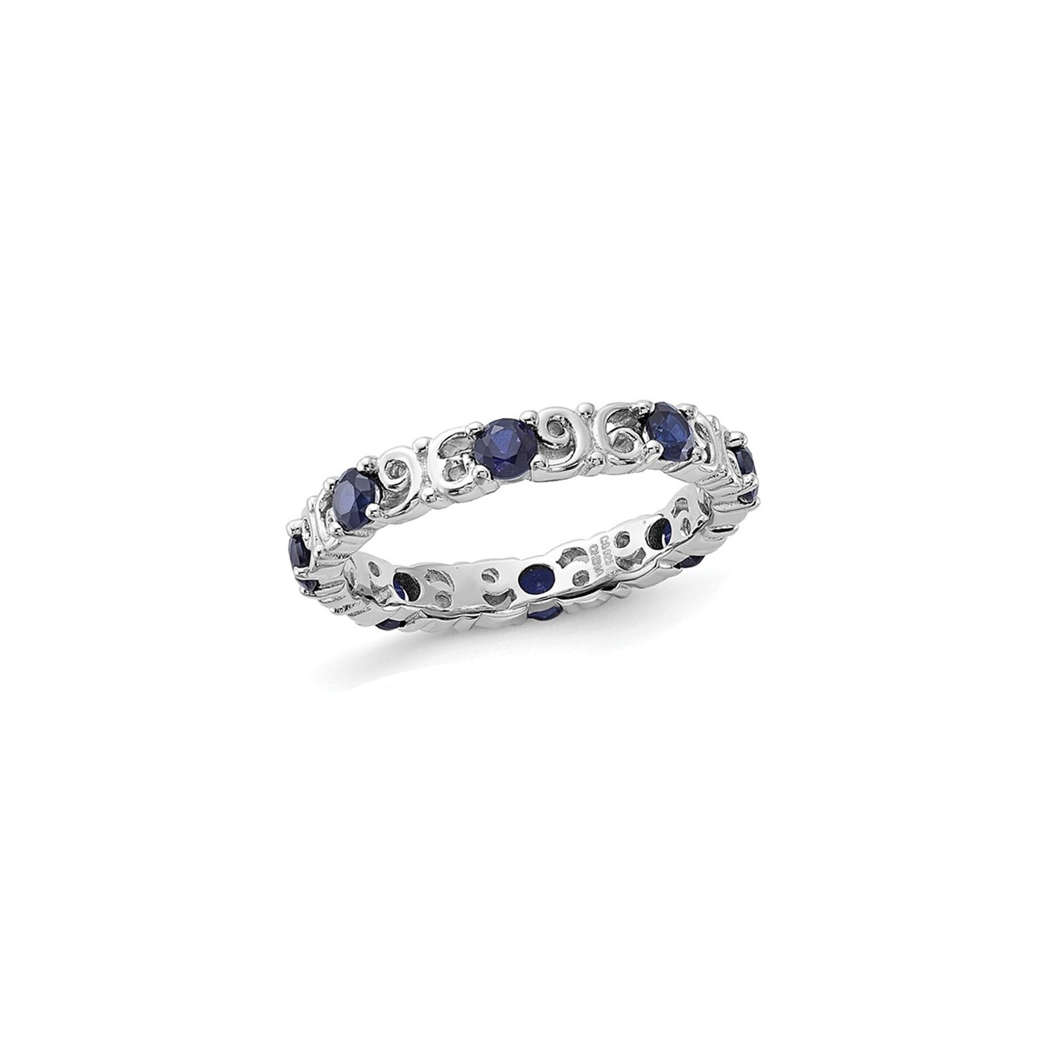 1.05 Carat Lab-Created Blue Sapphire Band Ring in Sterling Silver
