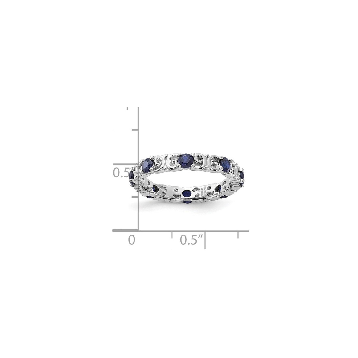 1.05 Carat Lab-Created Blue Sapphire Band Ring in Sterling Silver