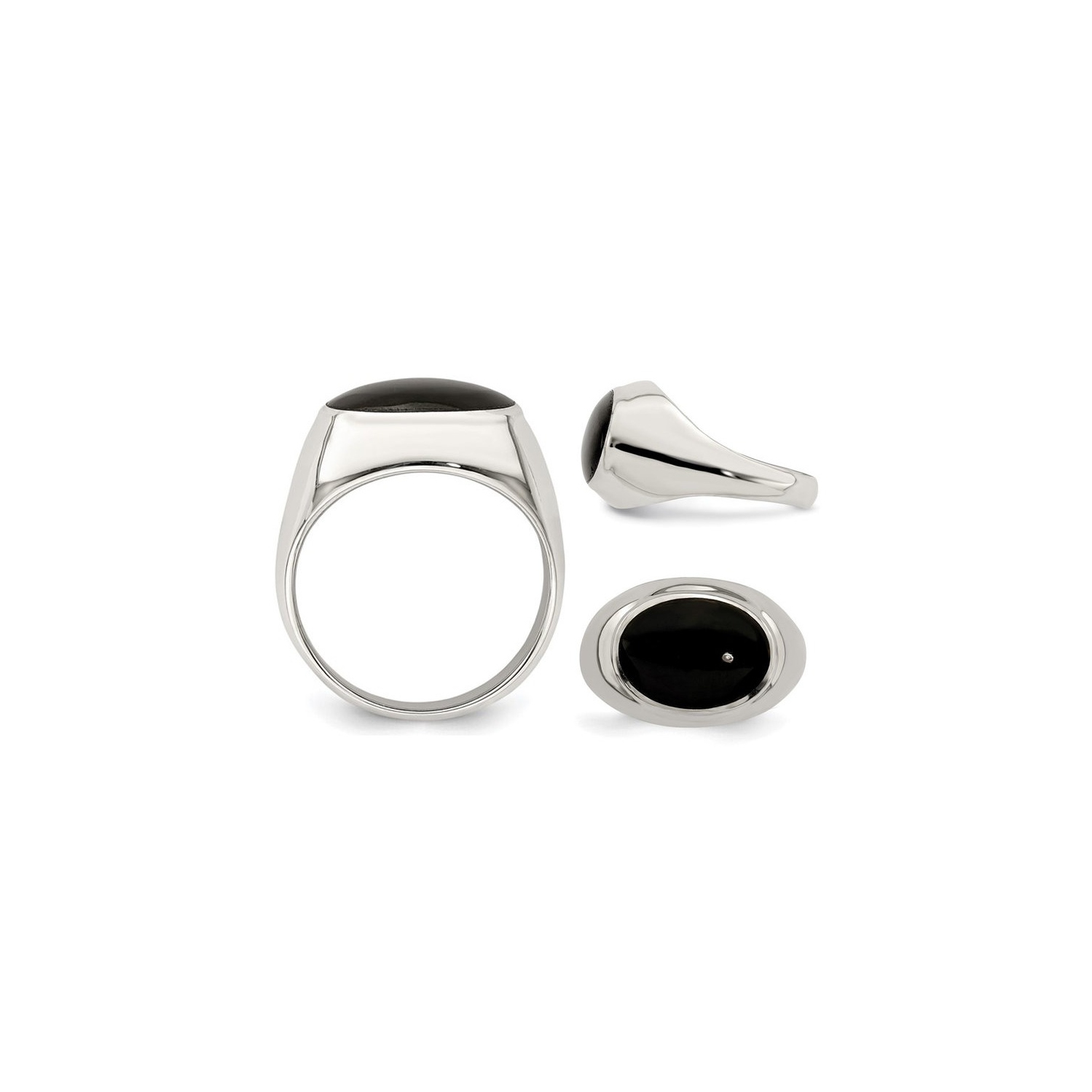 2,25 carats Anneau d'incrustation en onyx noir cr???? en laboratoire en argent sterling