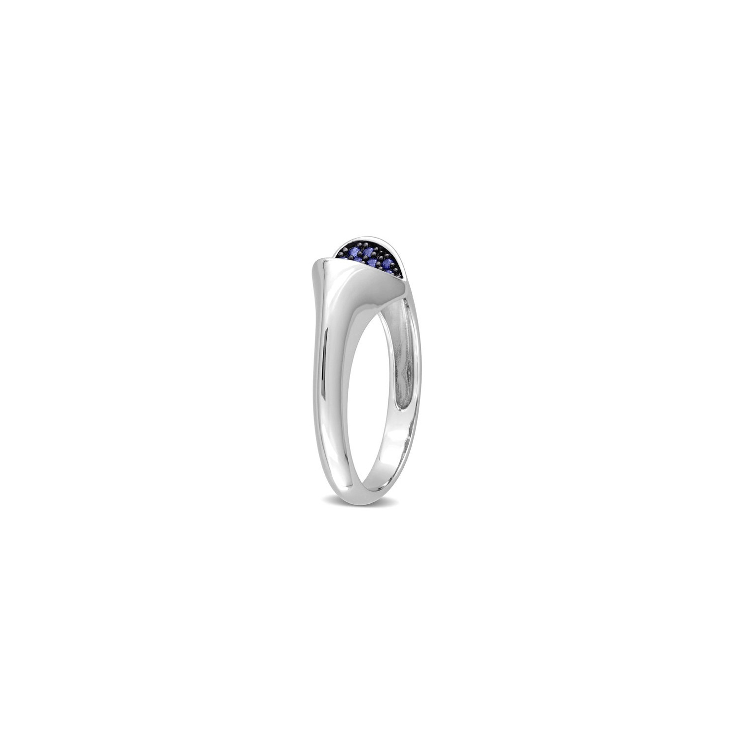 1/5 Carat Lab-Created Blue Sapphire Pave Heart Ring in Sterling Silver