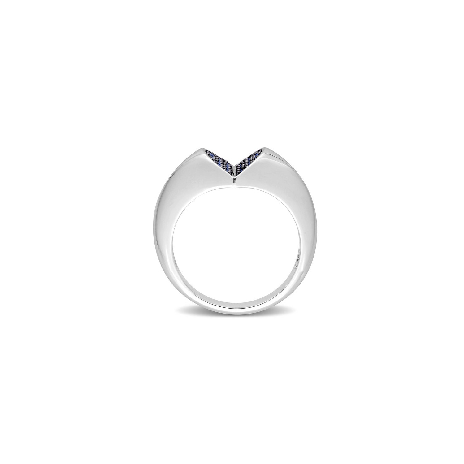 1/5 Carat Lab-Created Blue Sapphire Pave Heart Ring in Sterling Silver
