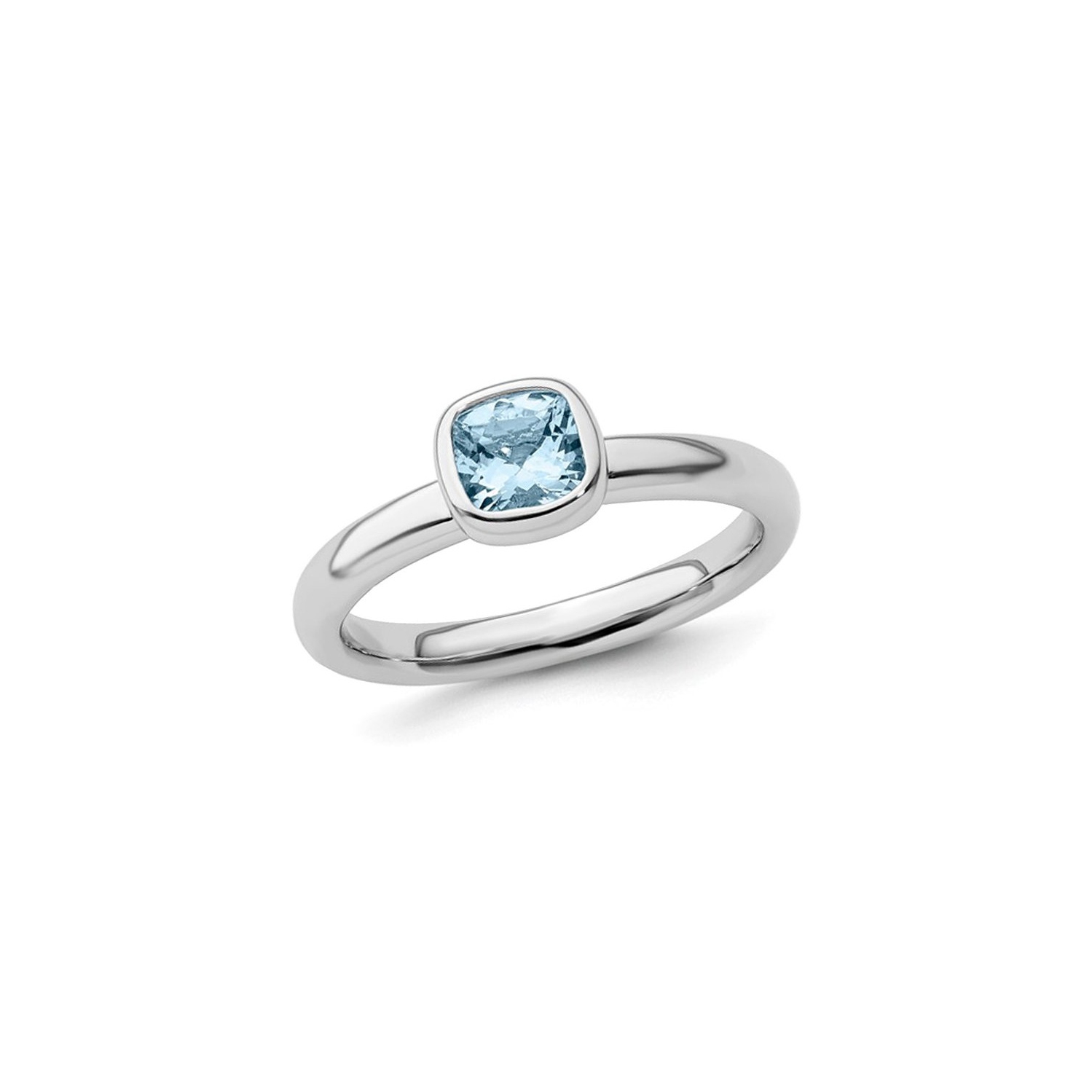 1/2 Carat Cushion-Cut Aquamarine Ring in Sterling Silver