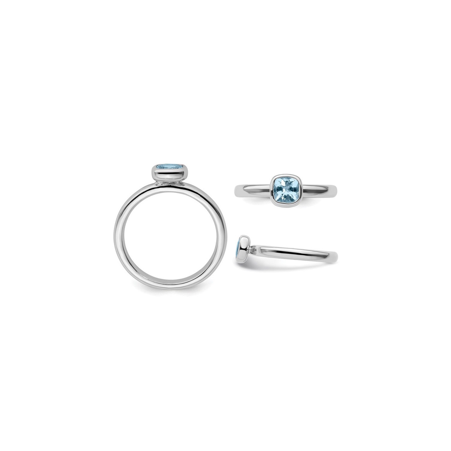 1/2 Carat Cushion-Cut Aquamarine Ring in Sterling Silver