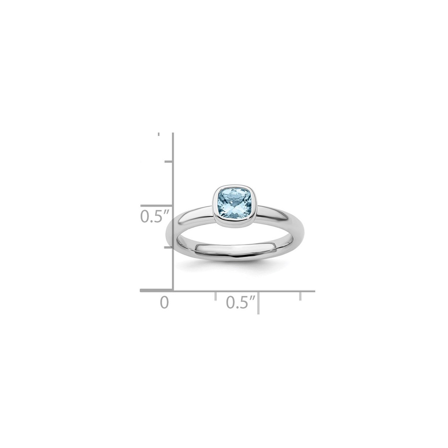 1/2 Carat Cushion-Cut Aquamarine Ring in Sterling Silver