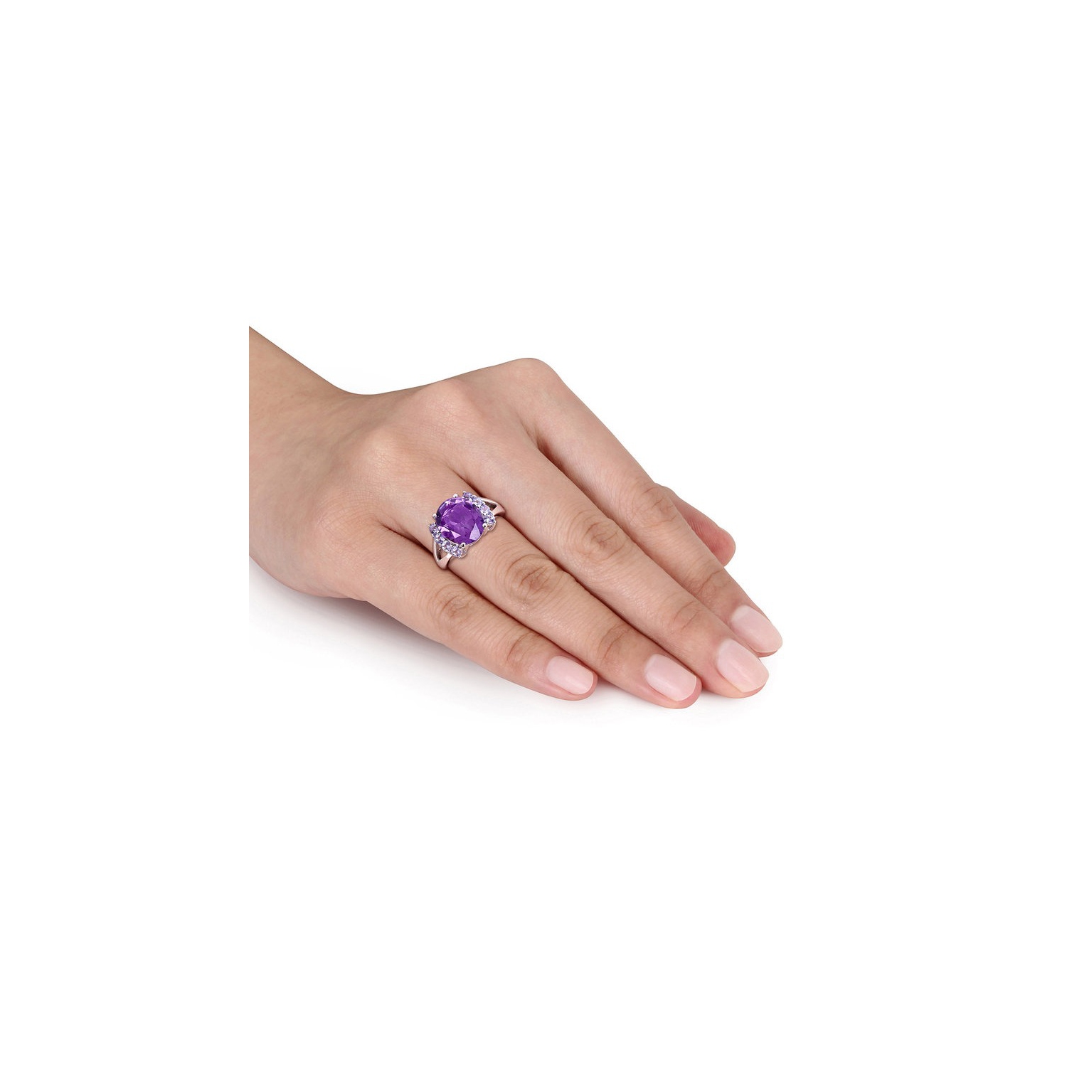 Bague en argent sterling, améthyste et tanzanite 4.50 carats