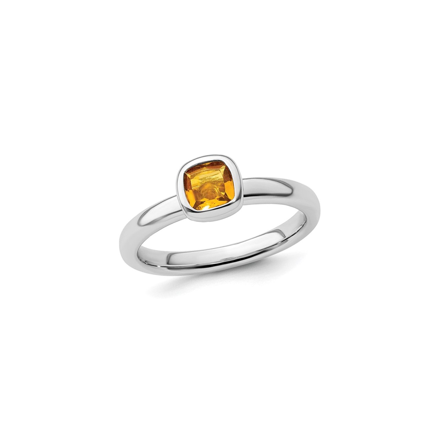 1/2 Carat Cushion-Cut Citrine Ring in Sterling Silver